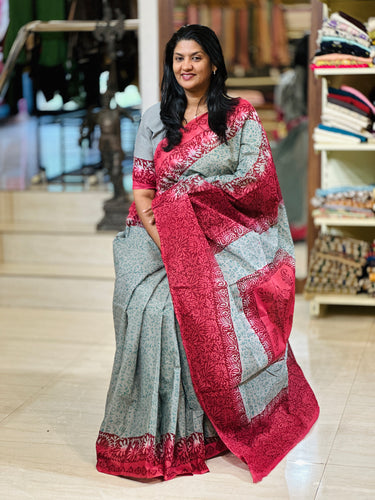 Block Printed Pure Cotton Saree | SF1352