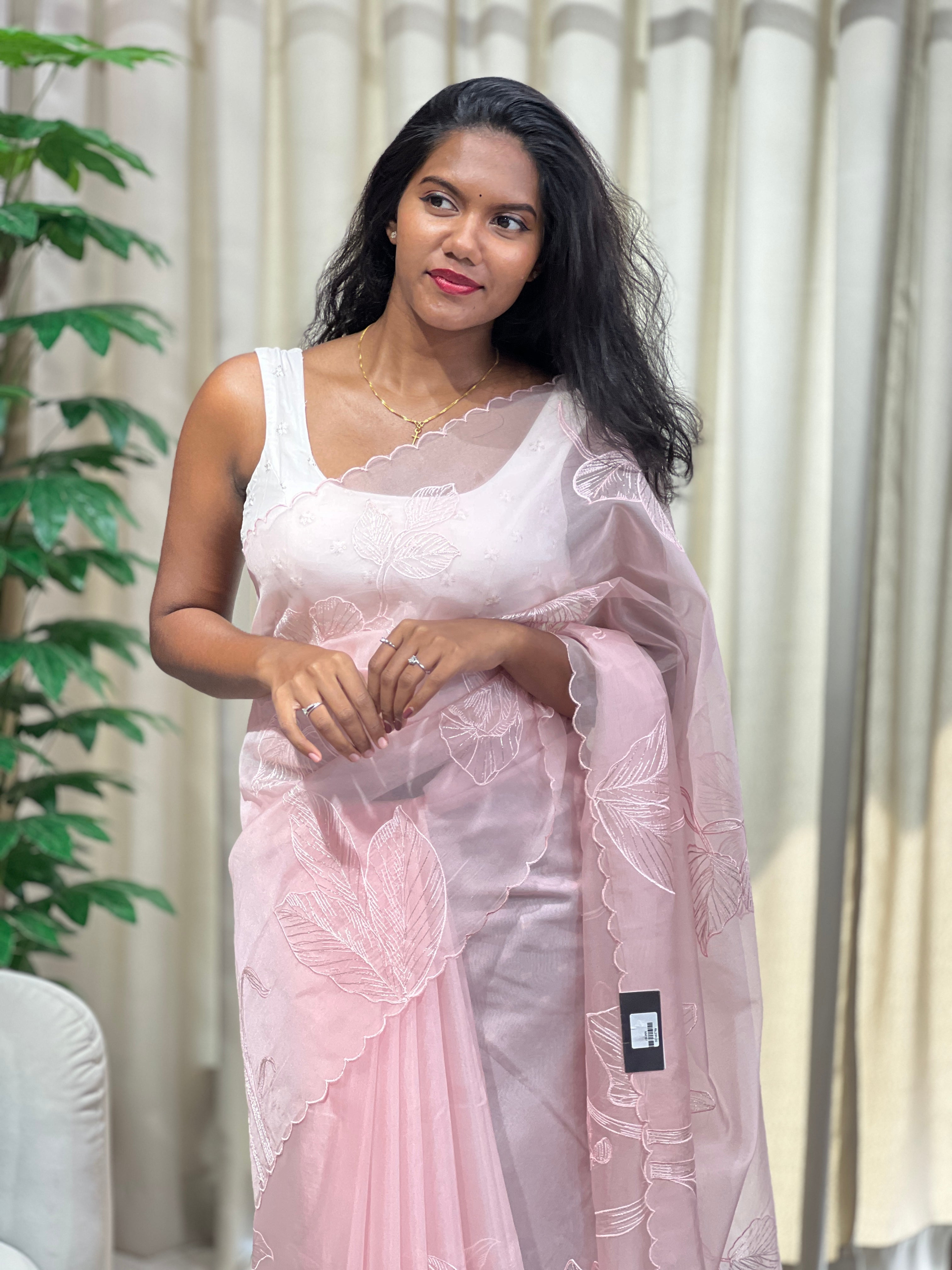 Machine Embroidery Detailed Organza Saree | MM167