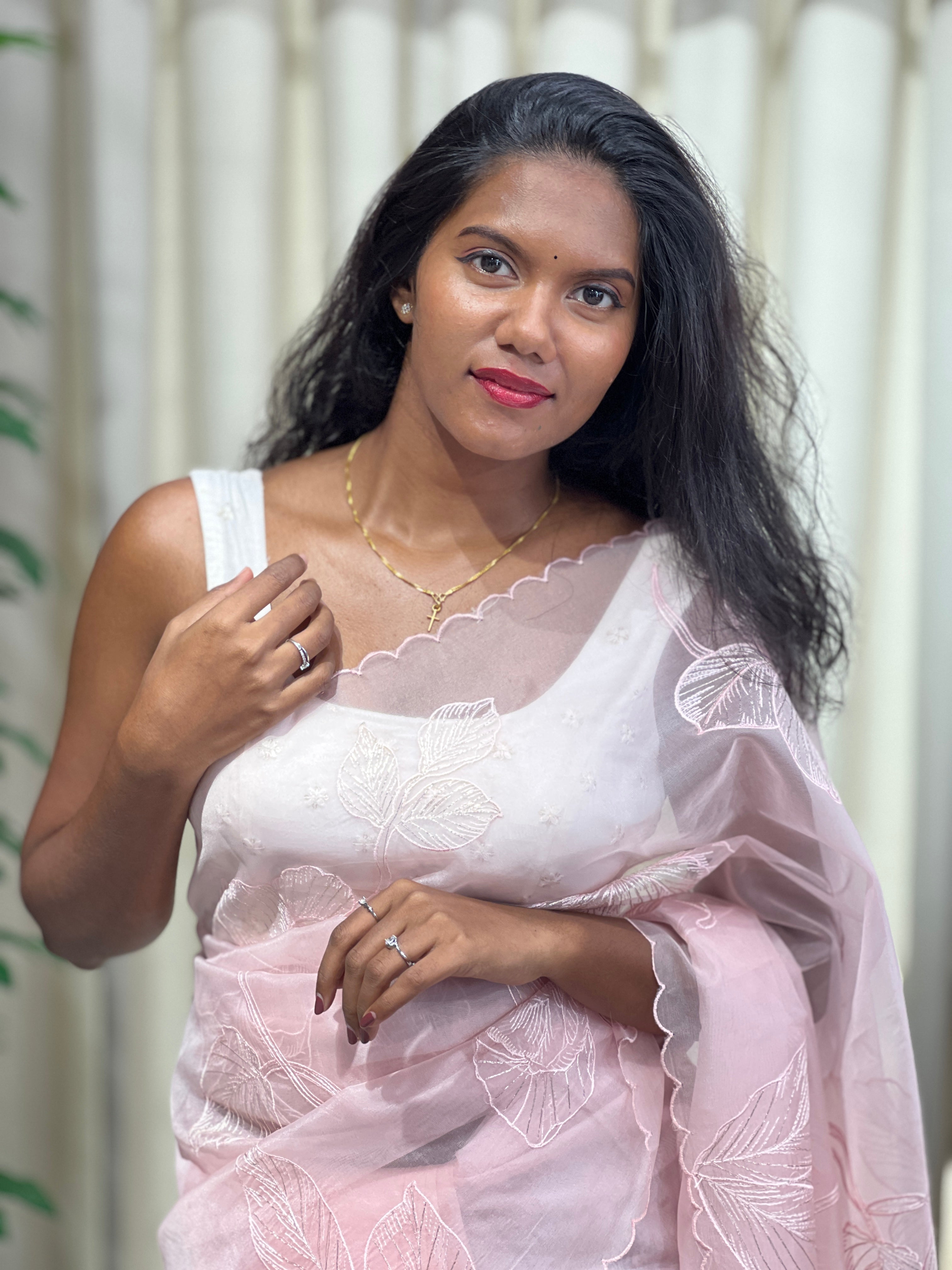 Machine Embroidery Detailed Organza Saree | MM167