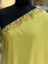 Yellow Color Beads Embroidery Georgette Saree | DSA103