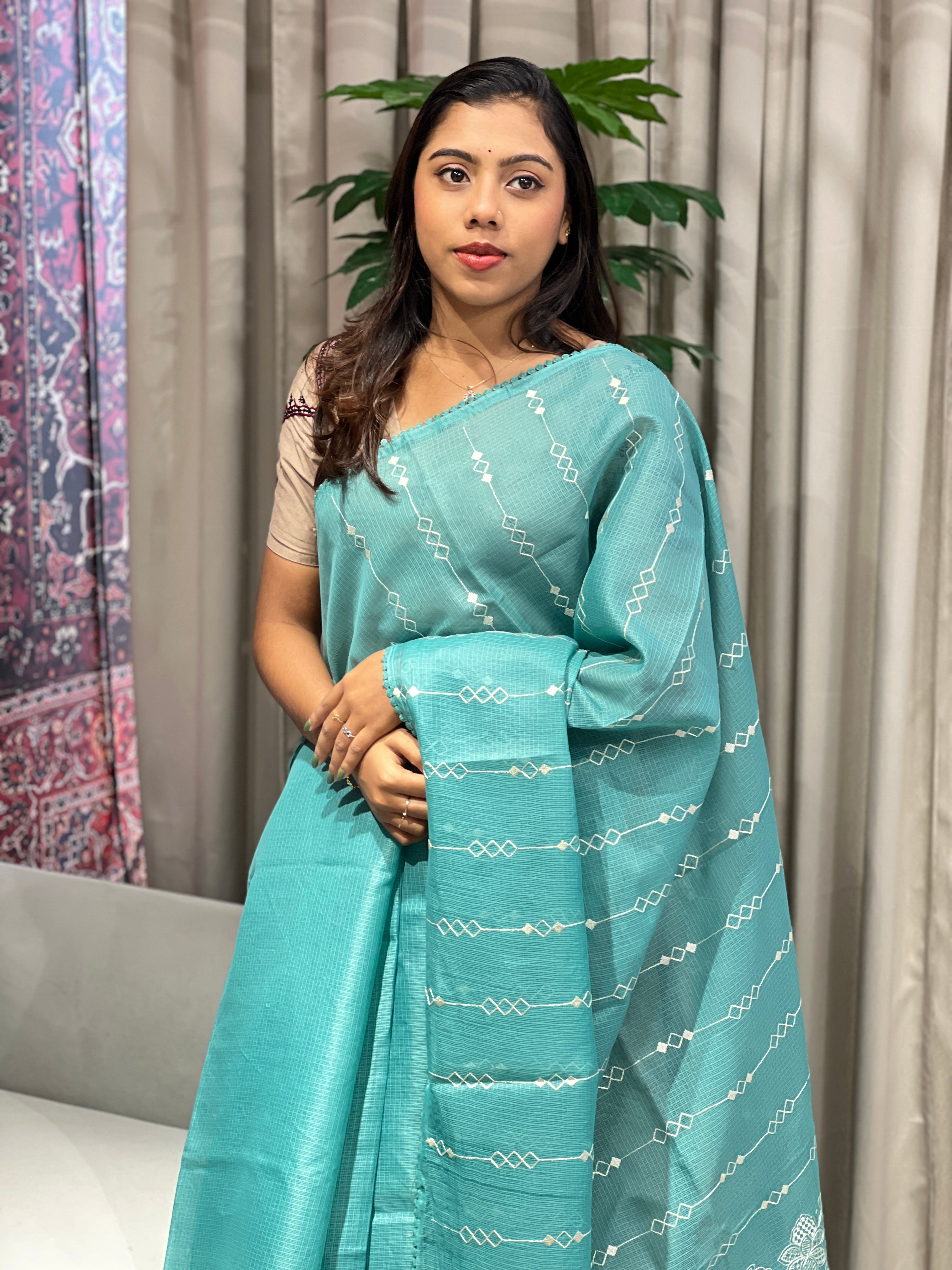 Machine Embroidered Supernet Kota Saree | BLD2032