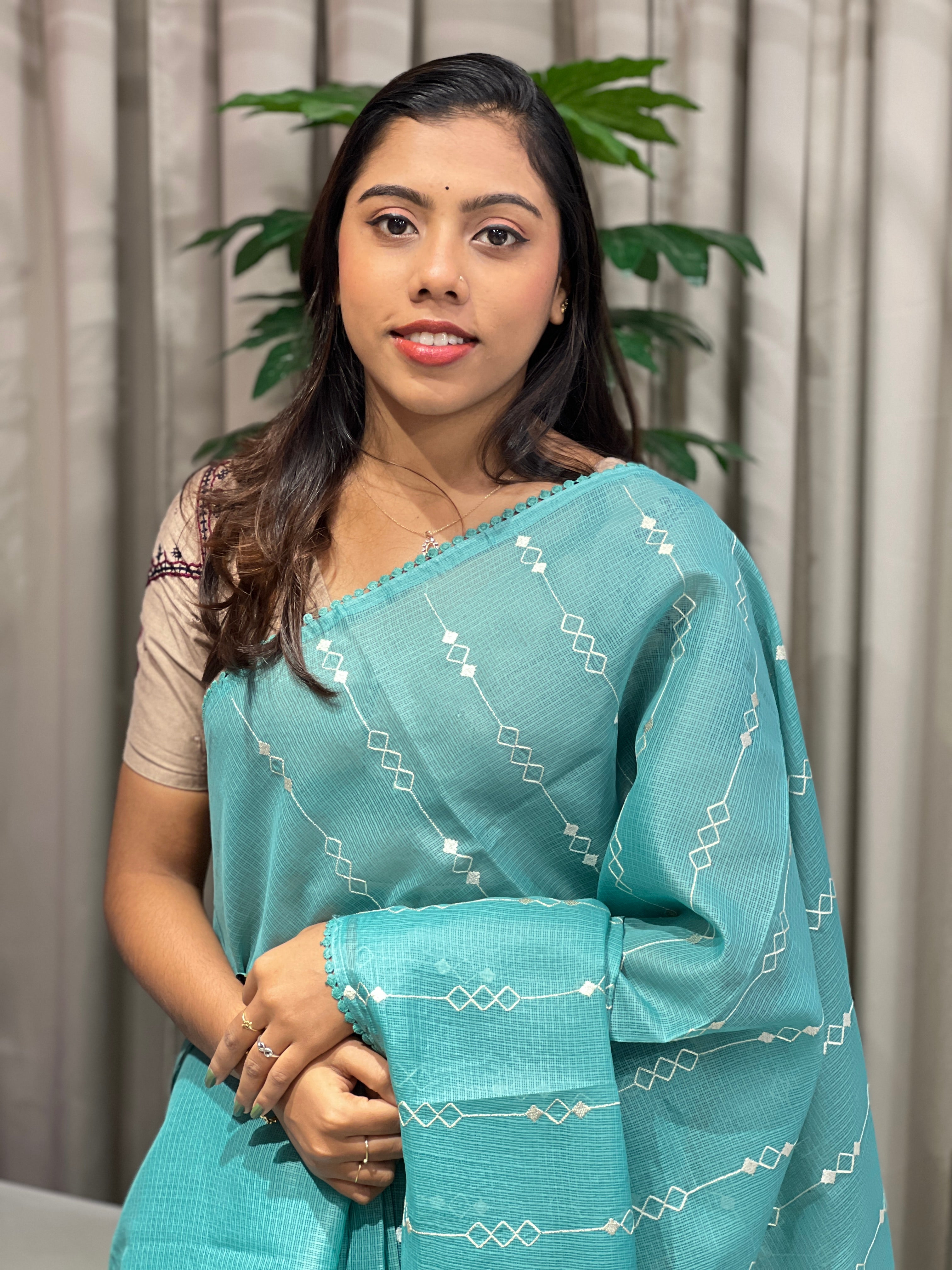 Machine Embroidered Supernet Kota Saree | BLD2032