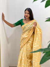 Peach Color Tepchi embroidered check kota sarees | SR300