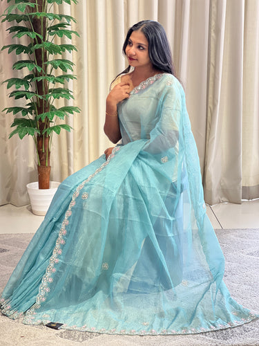 Party Wear Shimmer Organza Saree | SBP945