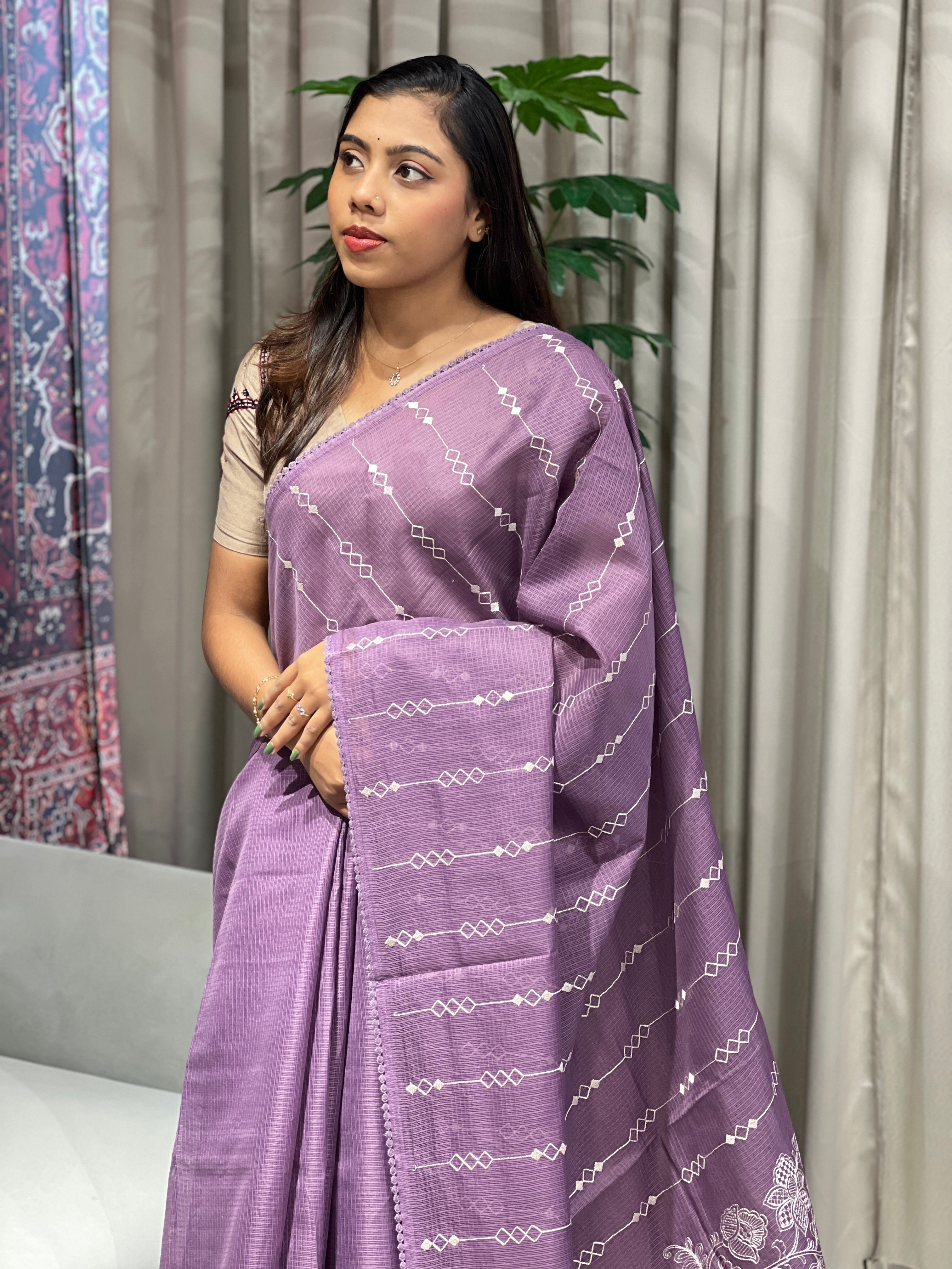 Machine Embroidered Supernet Kota Saree | BLD2031