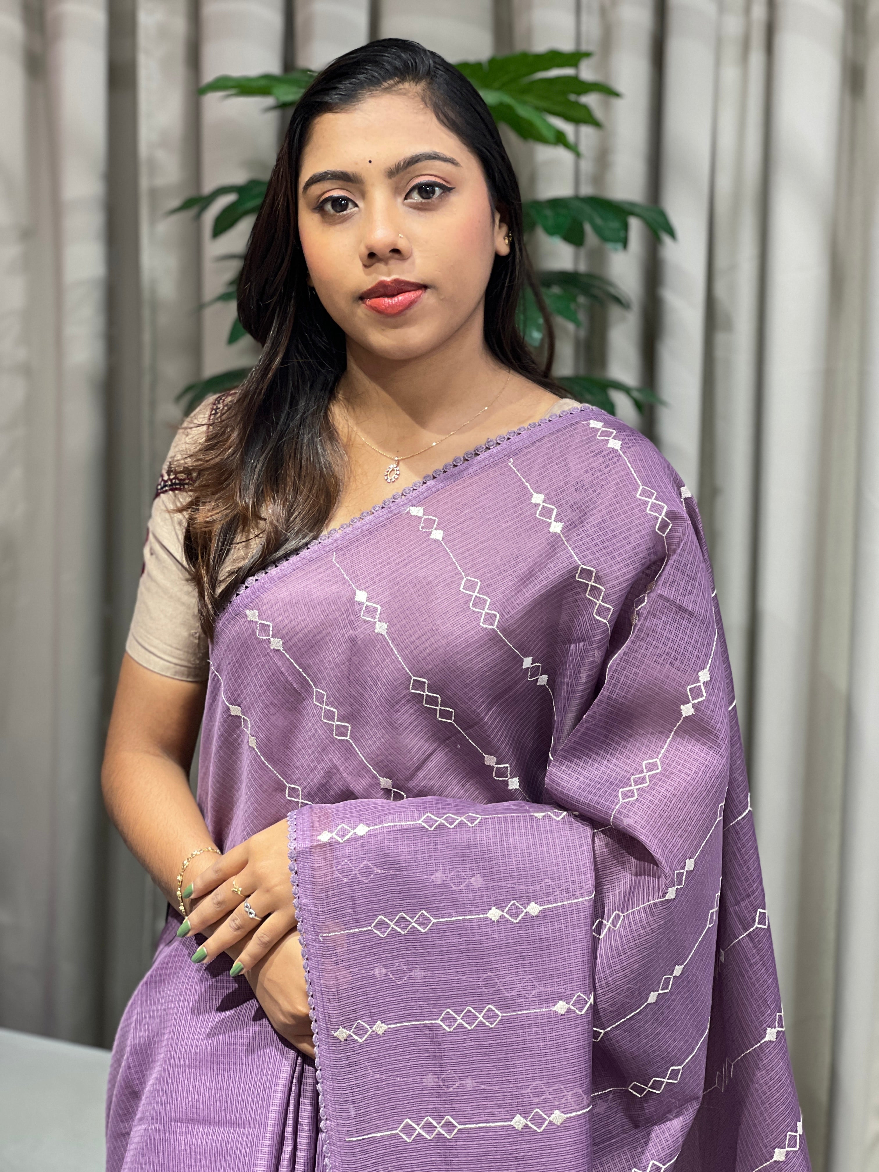 Machine Embroidered Supernet Kota Saree | BLD2031