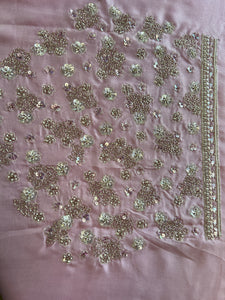 Pink Color Beads and Sequence Work Viscose Organza Saree | DSA102