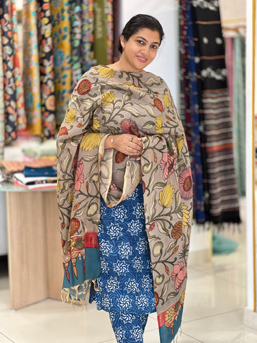 Pen Kalamkari Detailed Chanderi Dupatta | DE201