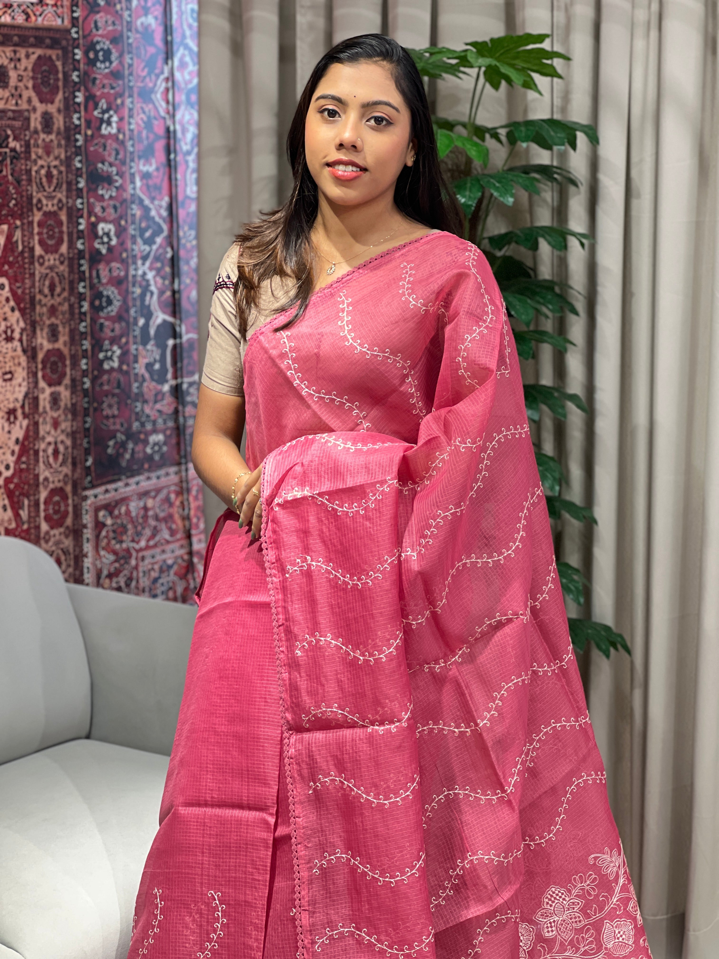 Machine Embroidered Supernet Kota Saree | BLD2030