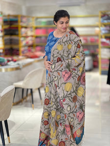 Pen Kalamkari Detailed Chanderi Dupatta | DE201