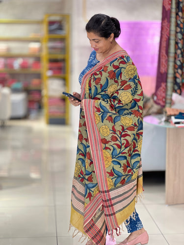 Pen Kalamkari Detailed Chanderi Dupatta | DE210