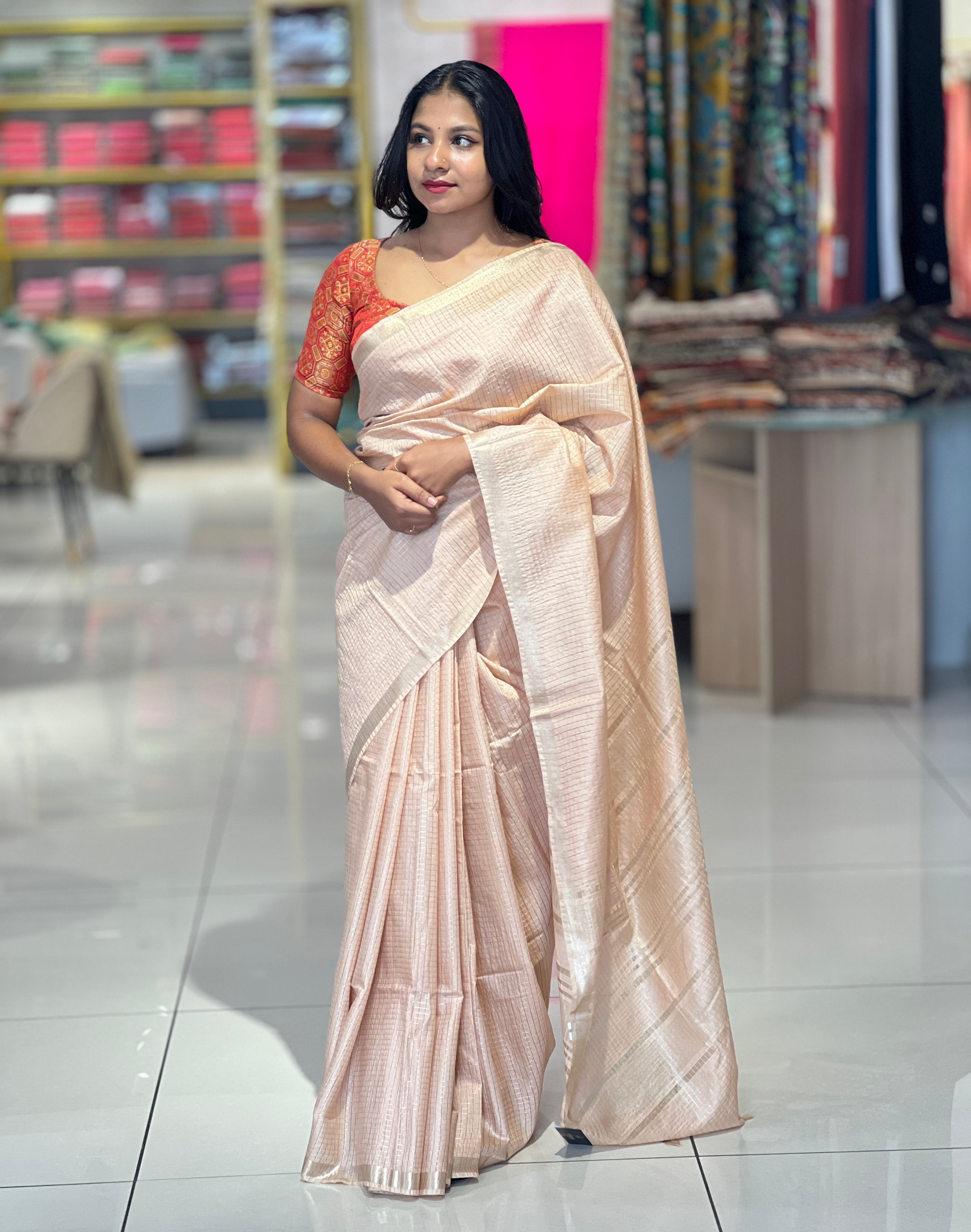 Zari Weaved Tussar Finish Saree | SK349