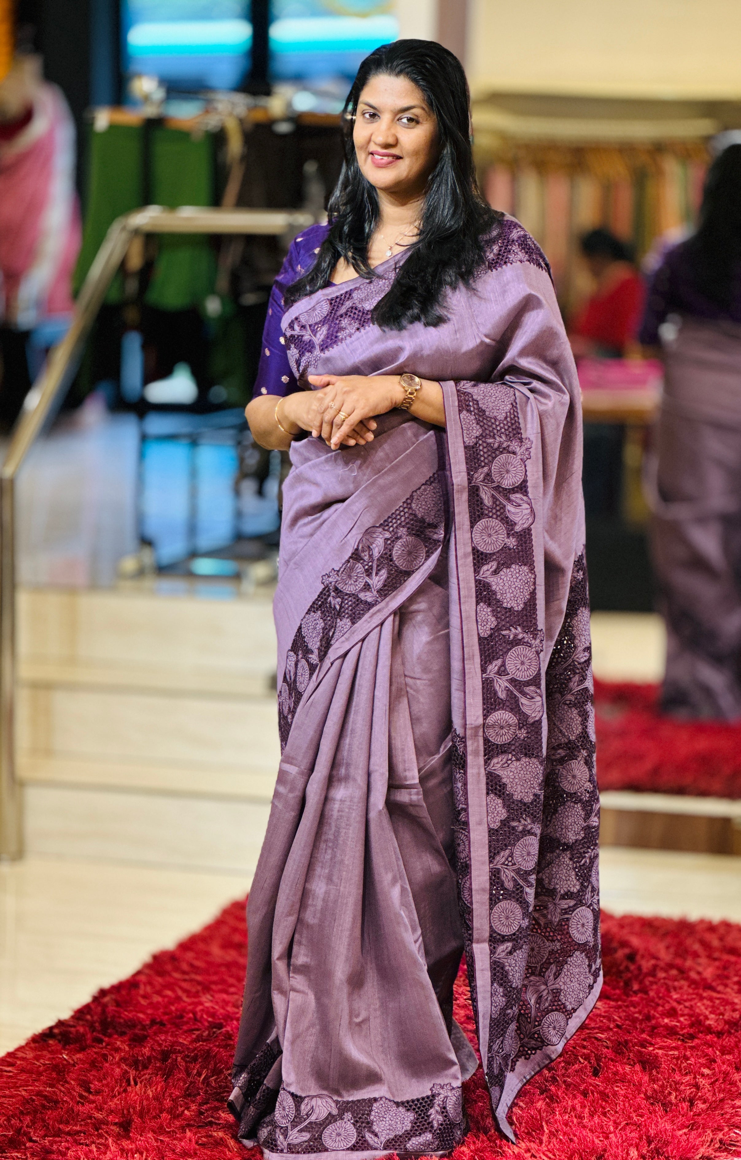 Cutwork Detailed Semi Tussar Saree | SUN410