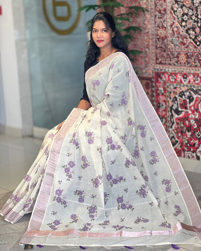 Floral Digital Printed Cotton Saree | PF961