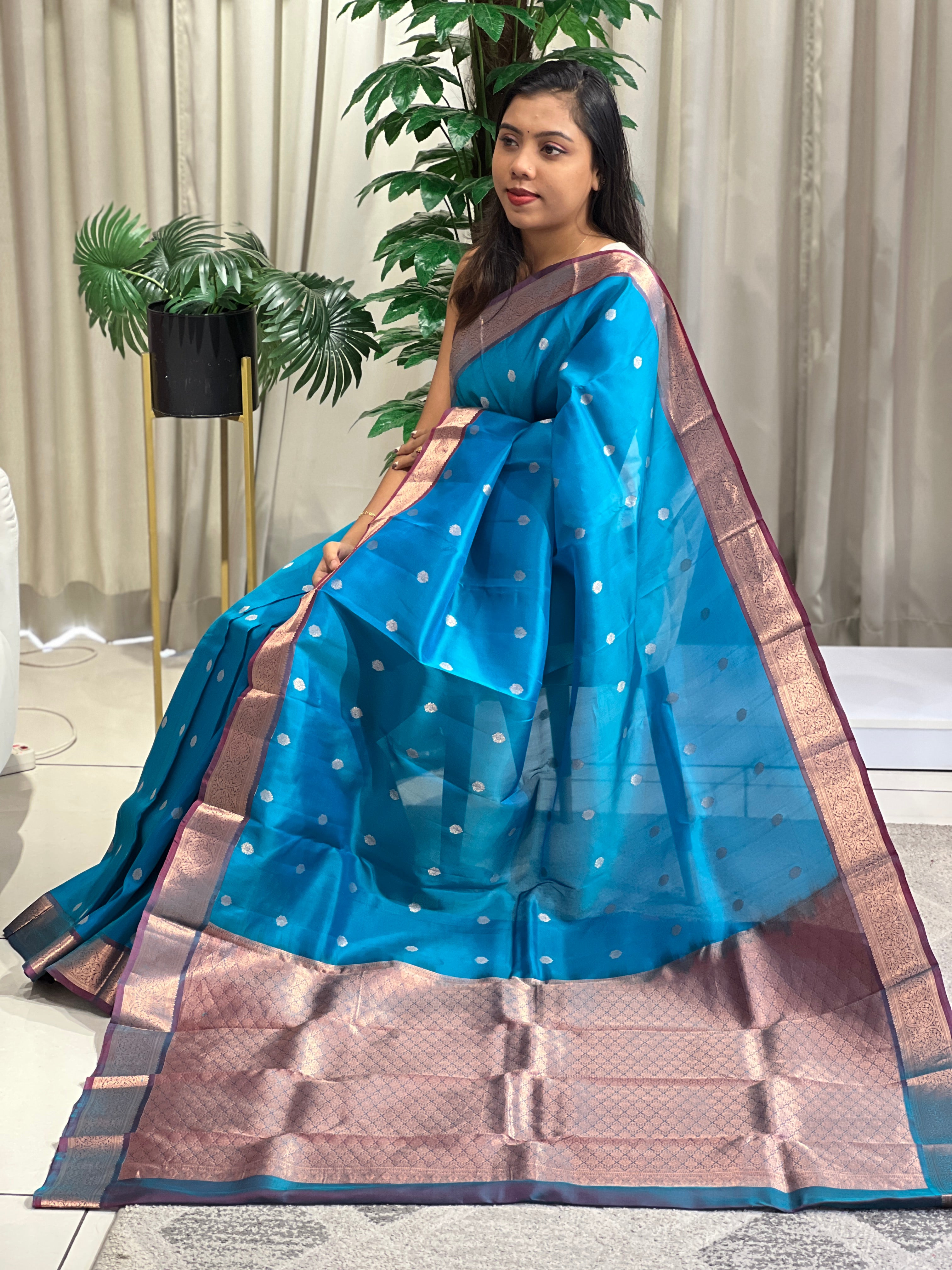 Golden Zari Buta Woven Soft Silk Saree | RAT114