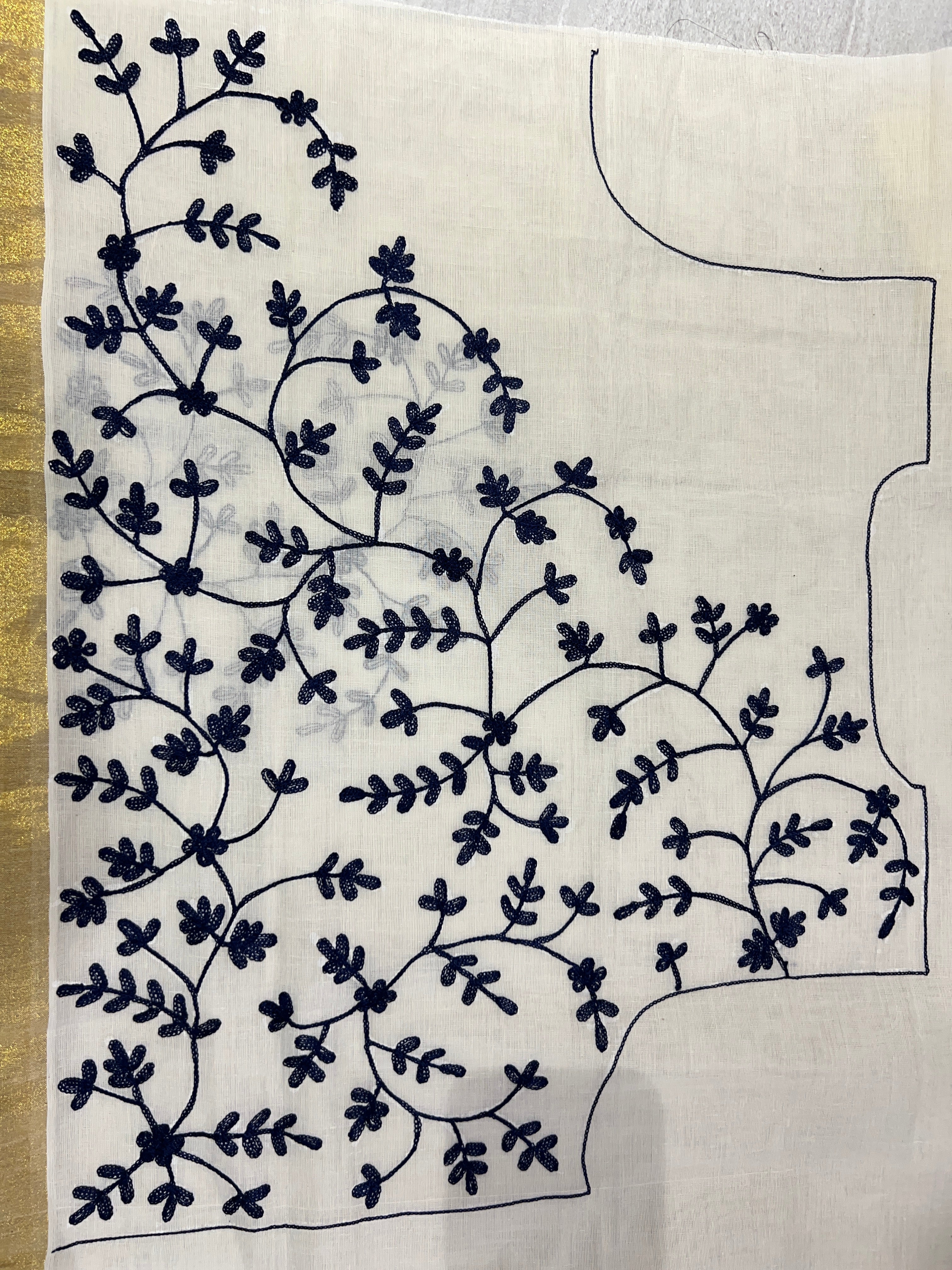 Machine Embroidery Detailed Kerala Cotton Saree | JSC298