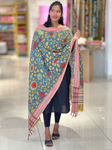 Pen Kalamkari Detailed Chanderi Dupatta | DE206