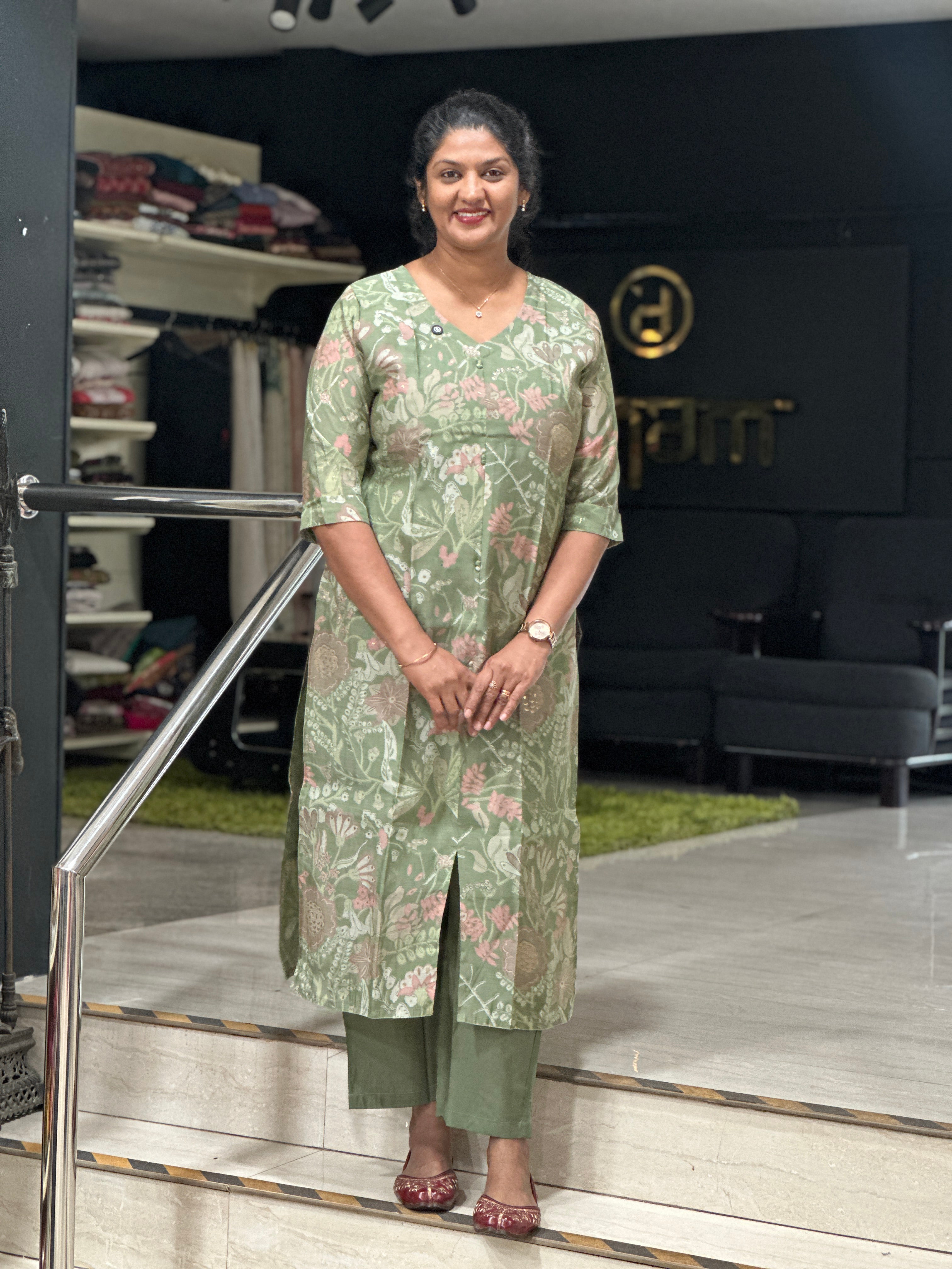 Digital Printed Semi Silk Kurta Set | MSN267