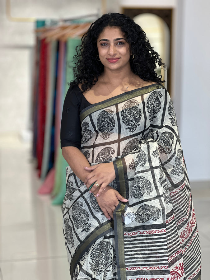 Paisley Printed Kota Saree | LP141