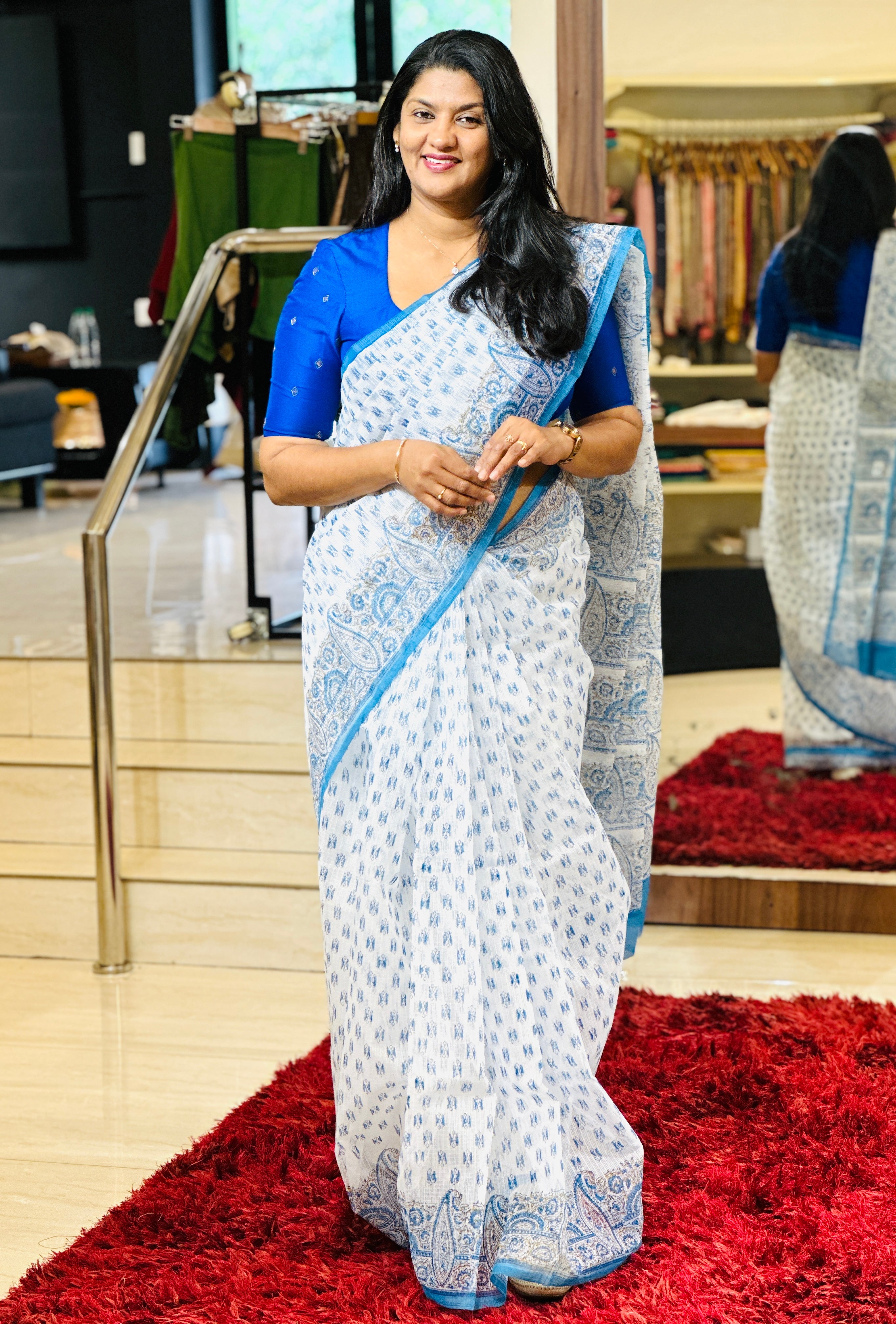 Printed Cotton Blend Saree | VDA188