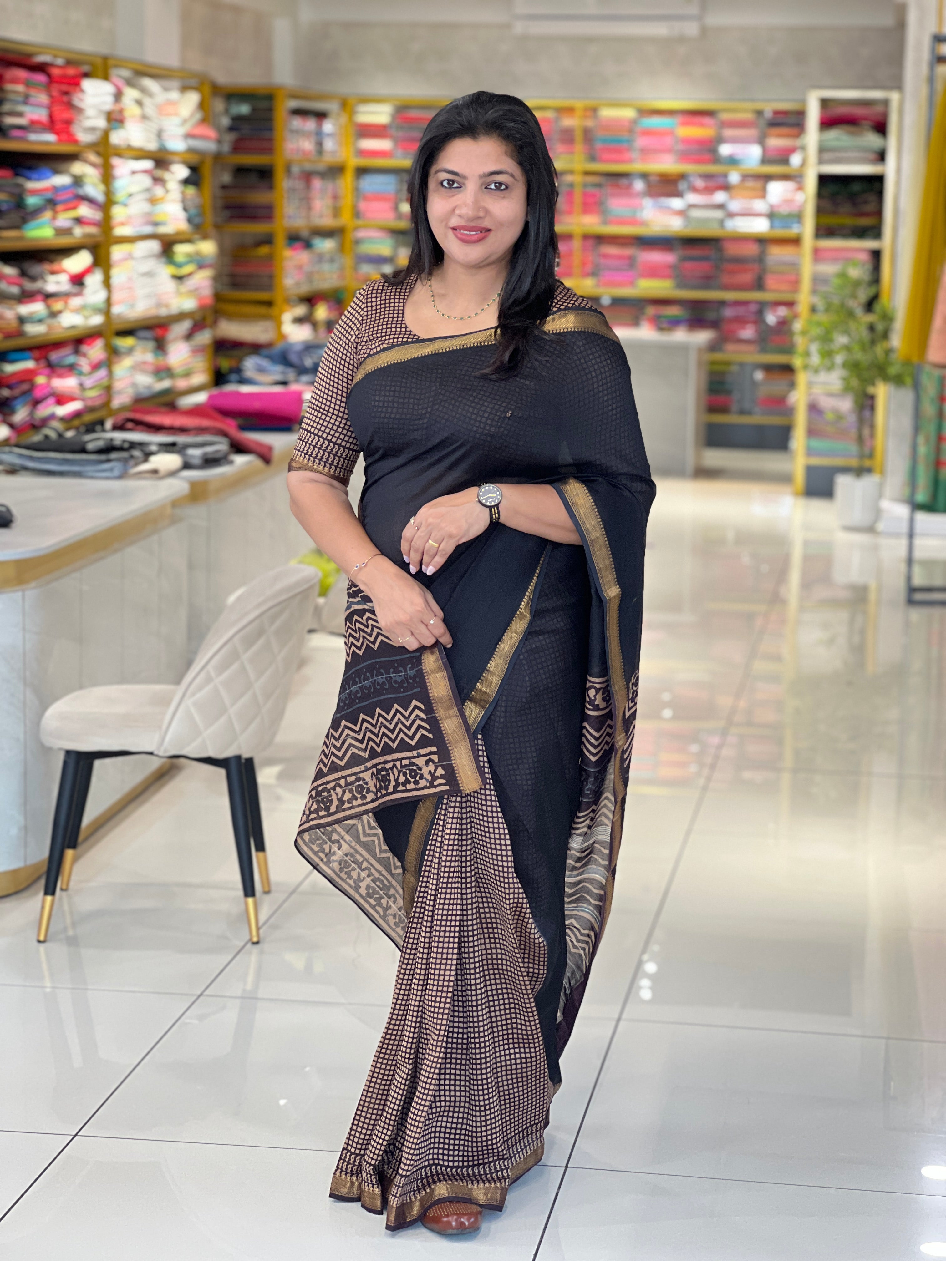 Mangalgiri Border Detailed Chanderi Saree | VFC591