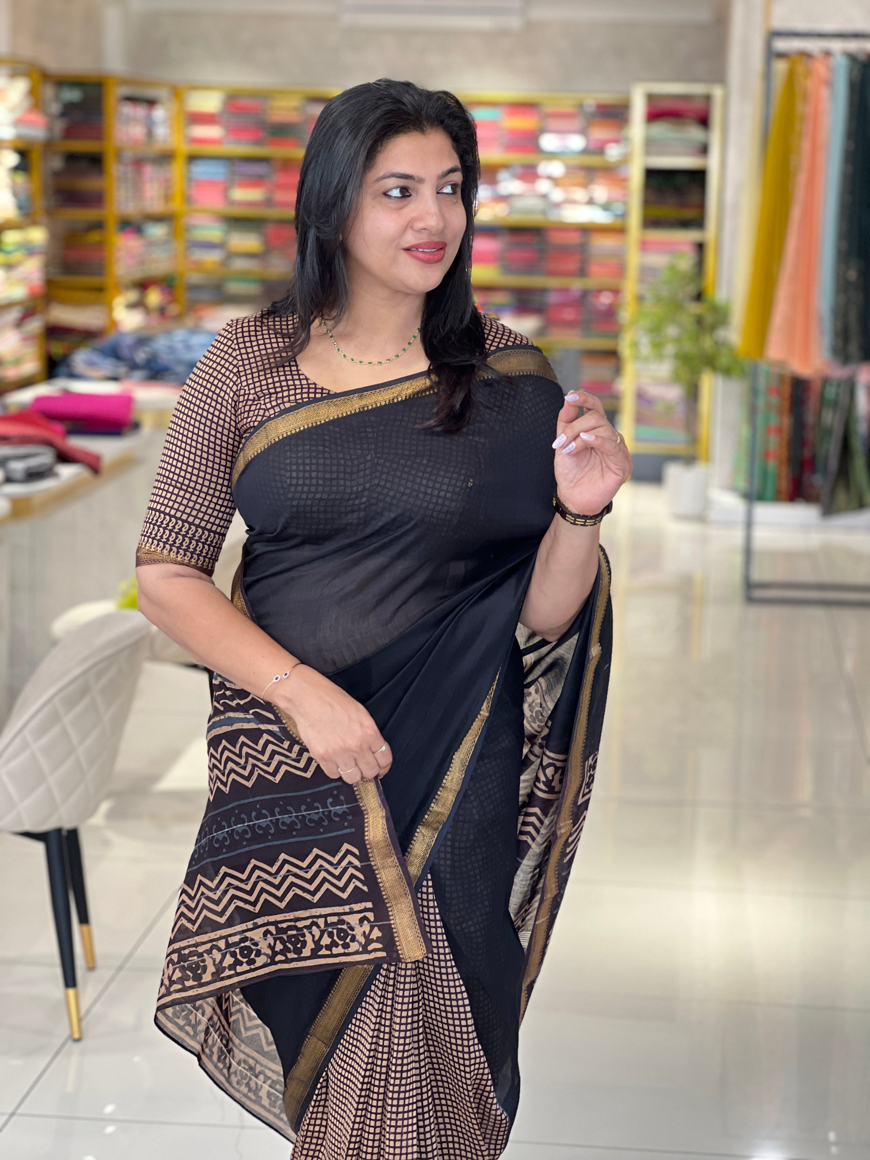 Mangalgiri Border Detailed Chanderi Saree | VFC591
