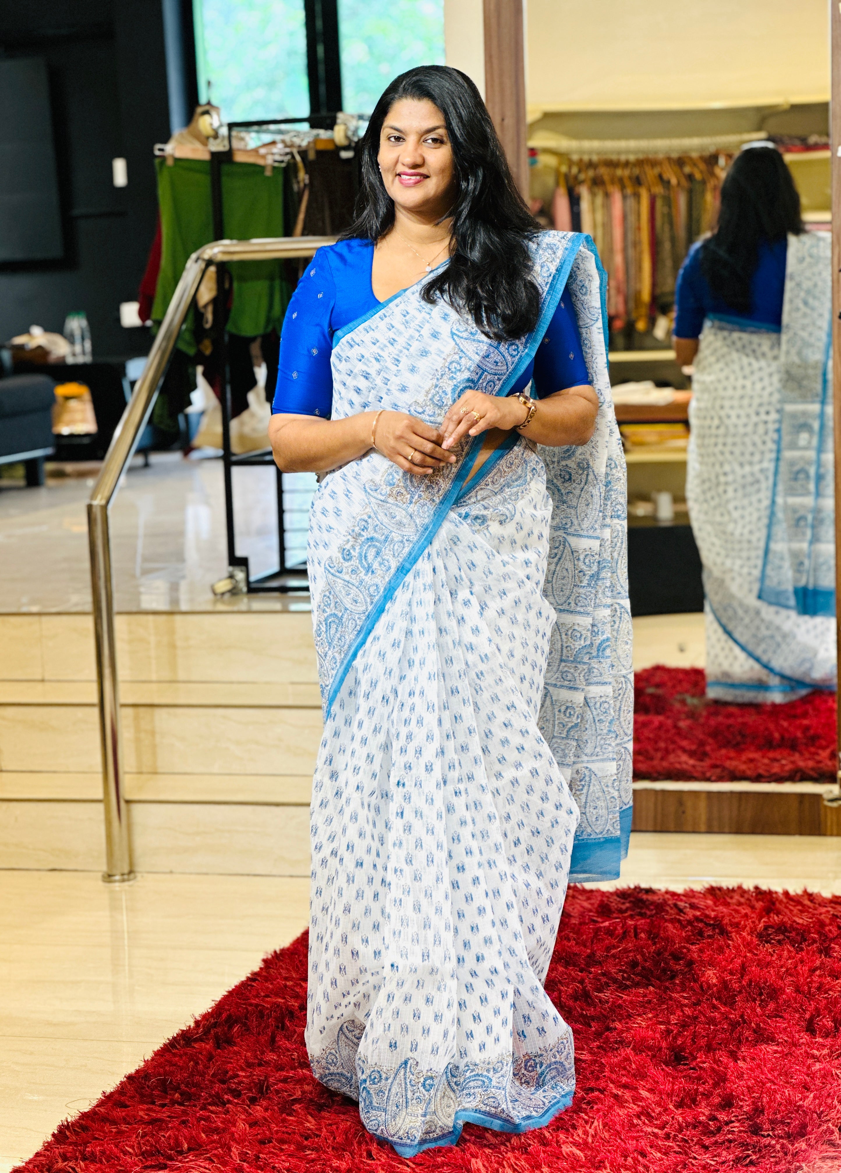 Printed Cotton Blend Saree | VDA188