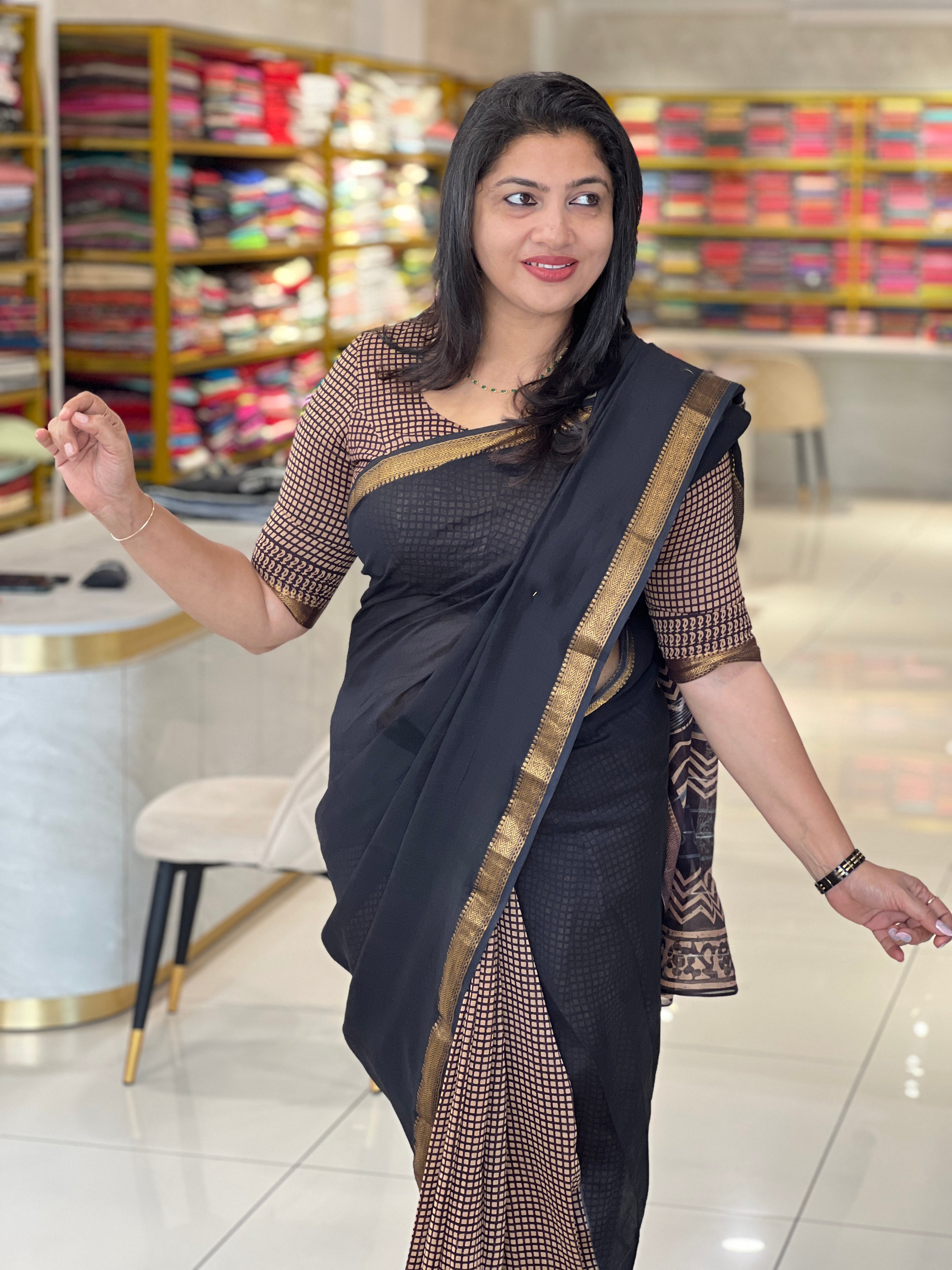 Mangalgiri Border Detailed Chanderi Saree | VFC591