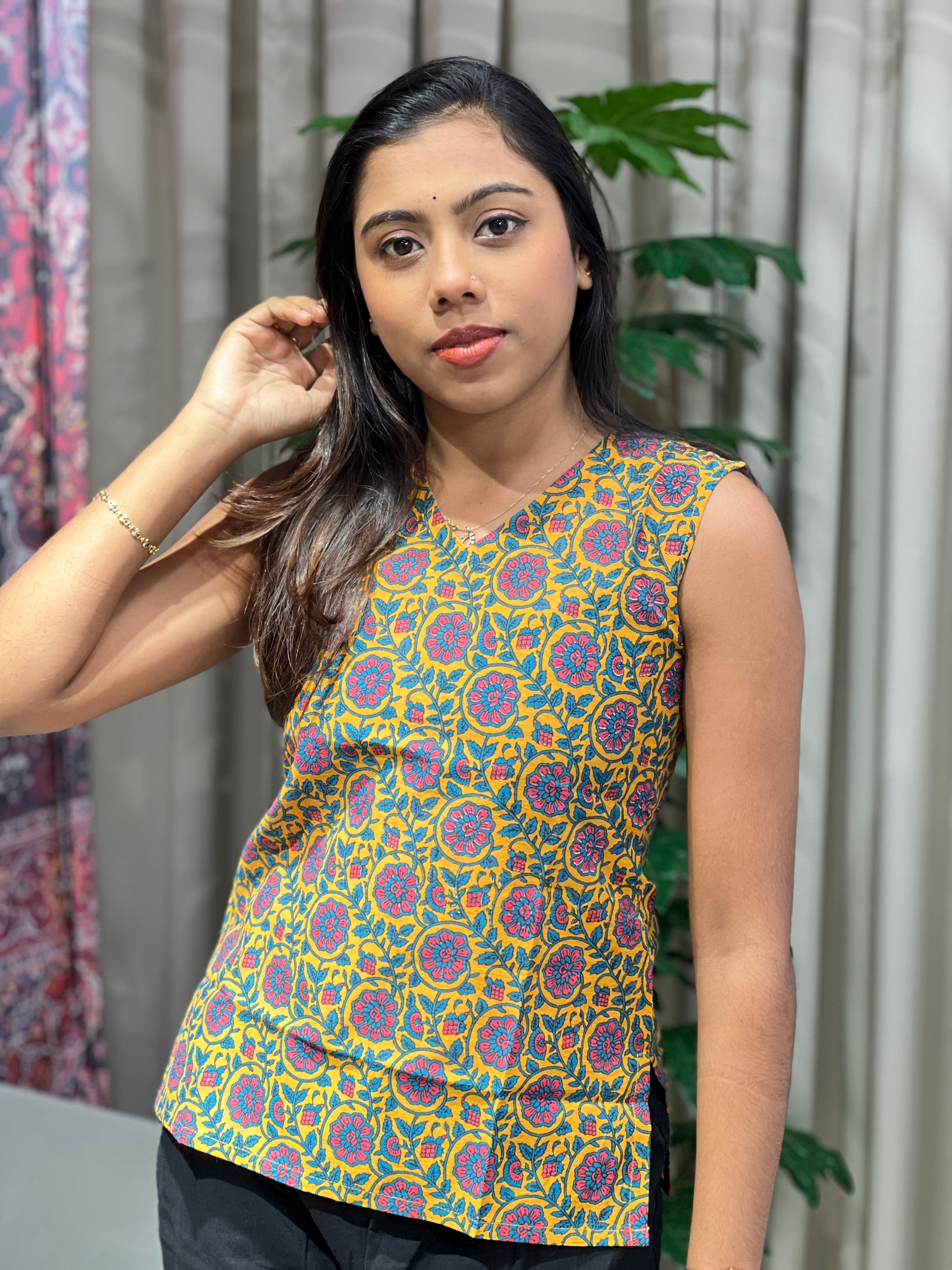 Printed Cotton Short Kurta | DNT1061