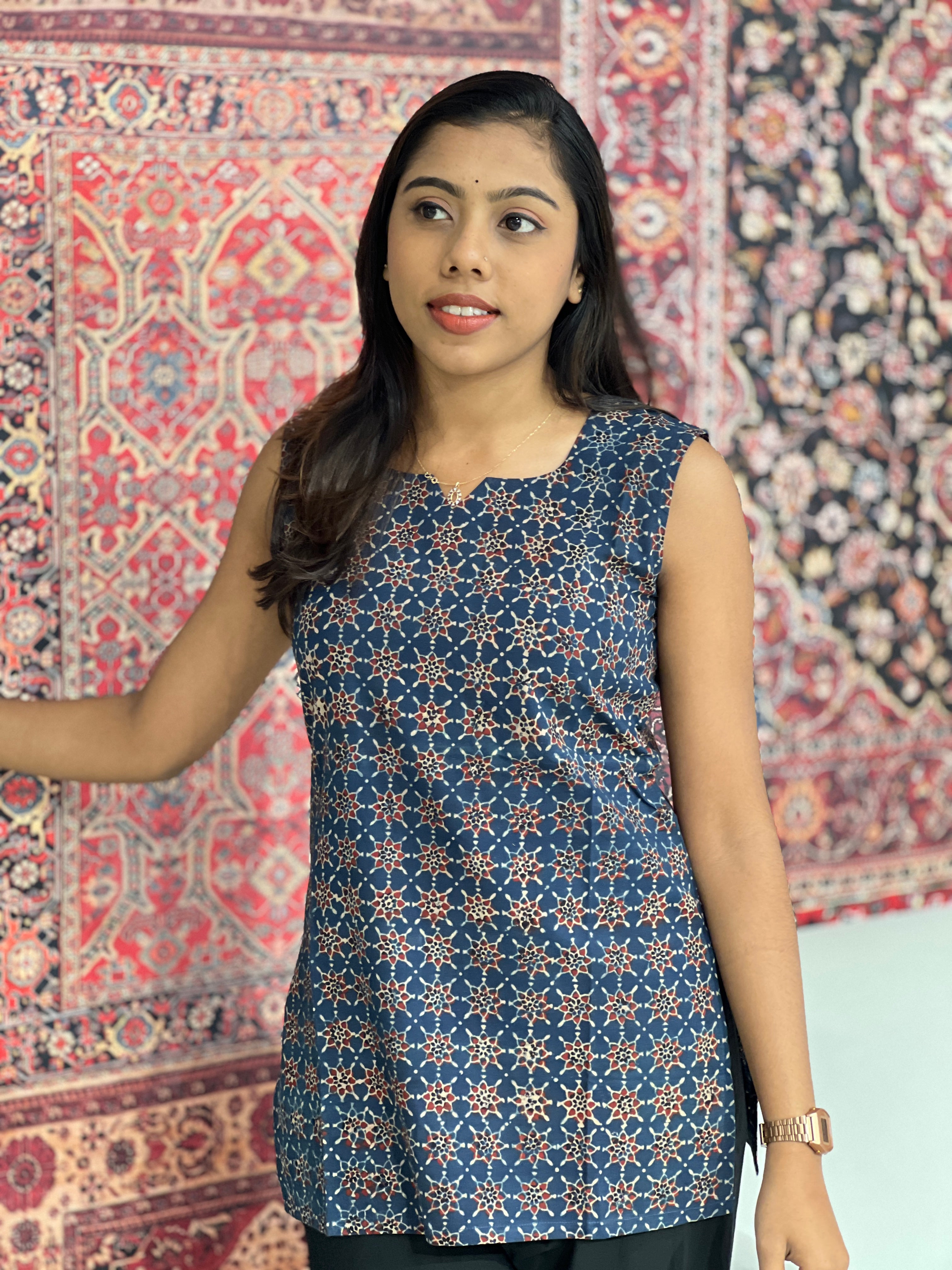 Printed Cotton Short Kurta | DNT1065