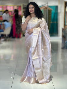 Line Weaving Pattern Viscose Organza Saree | NN190