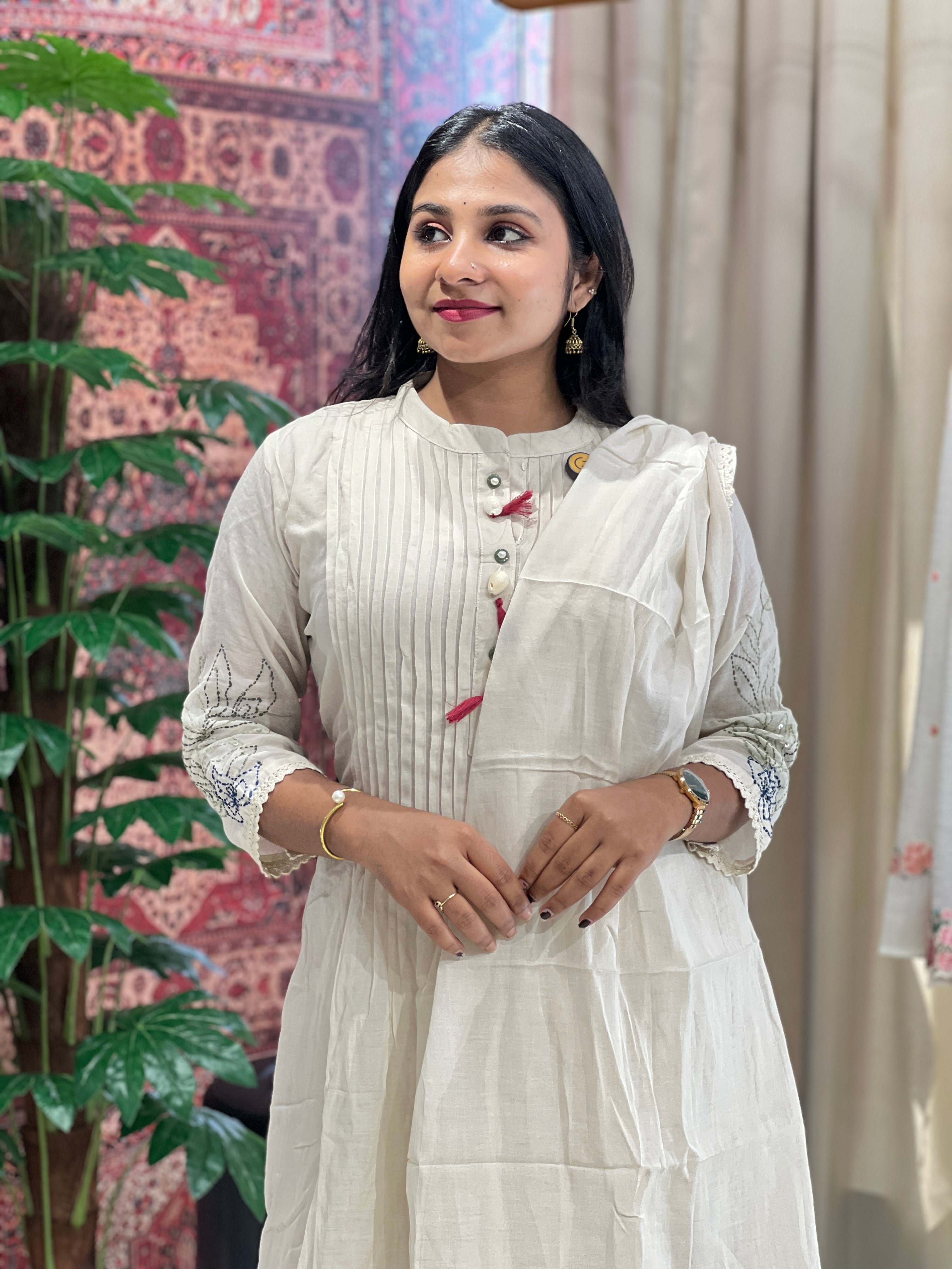 Pin Tuck Detailed Chanderi Kurta Set | PGI203