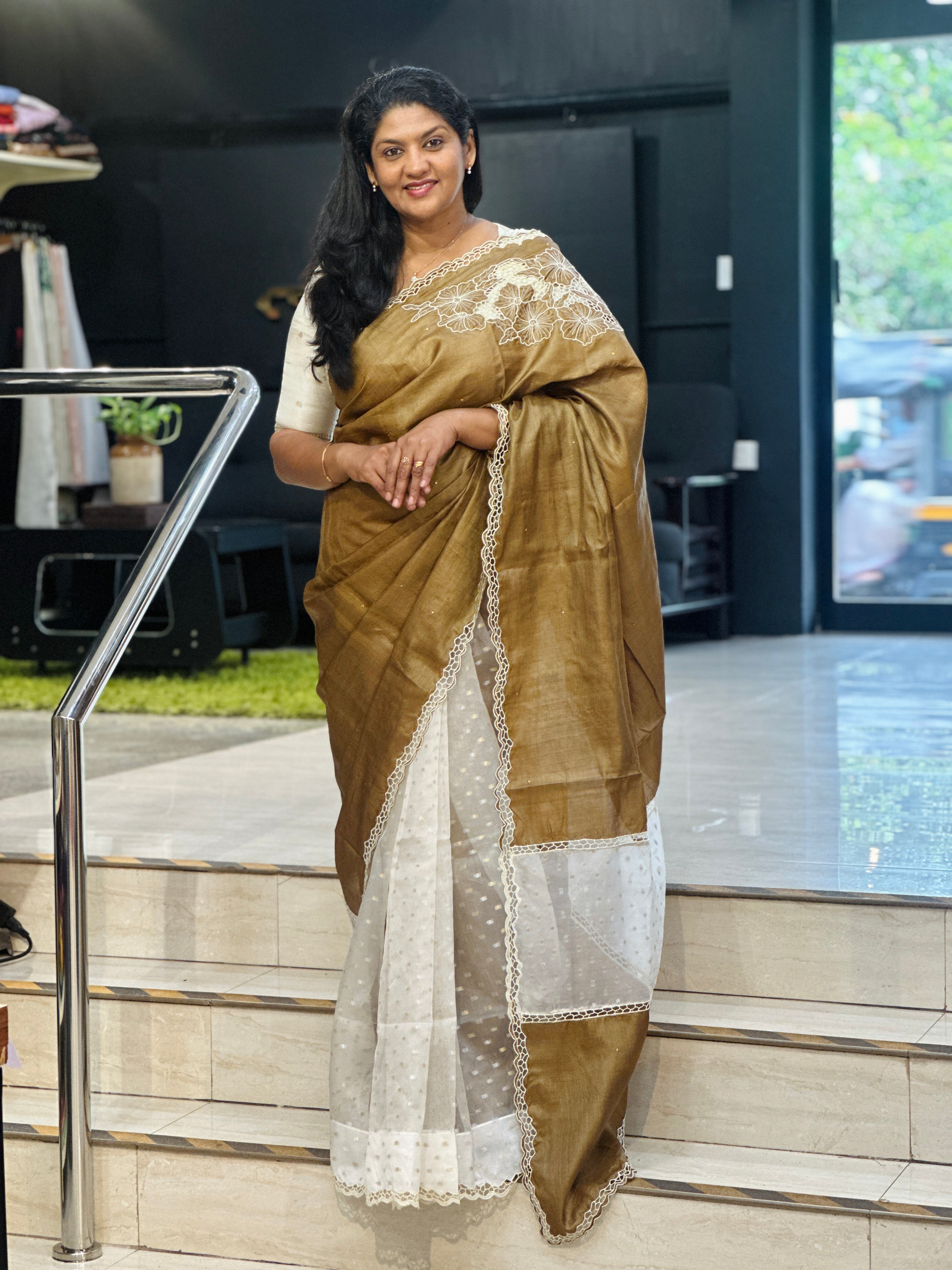 Twine Cut Work Designer Tussar and Silky Organza Saree | TC503