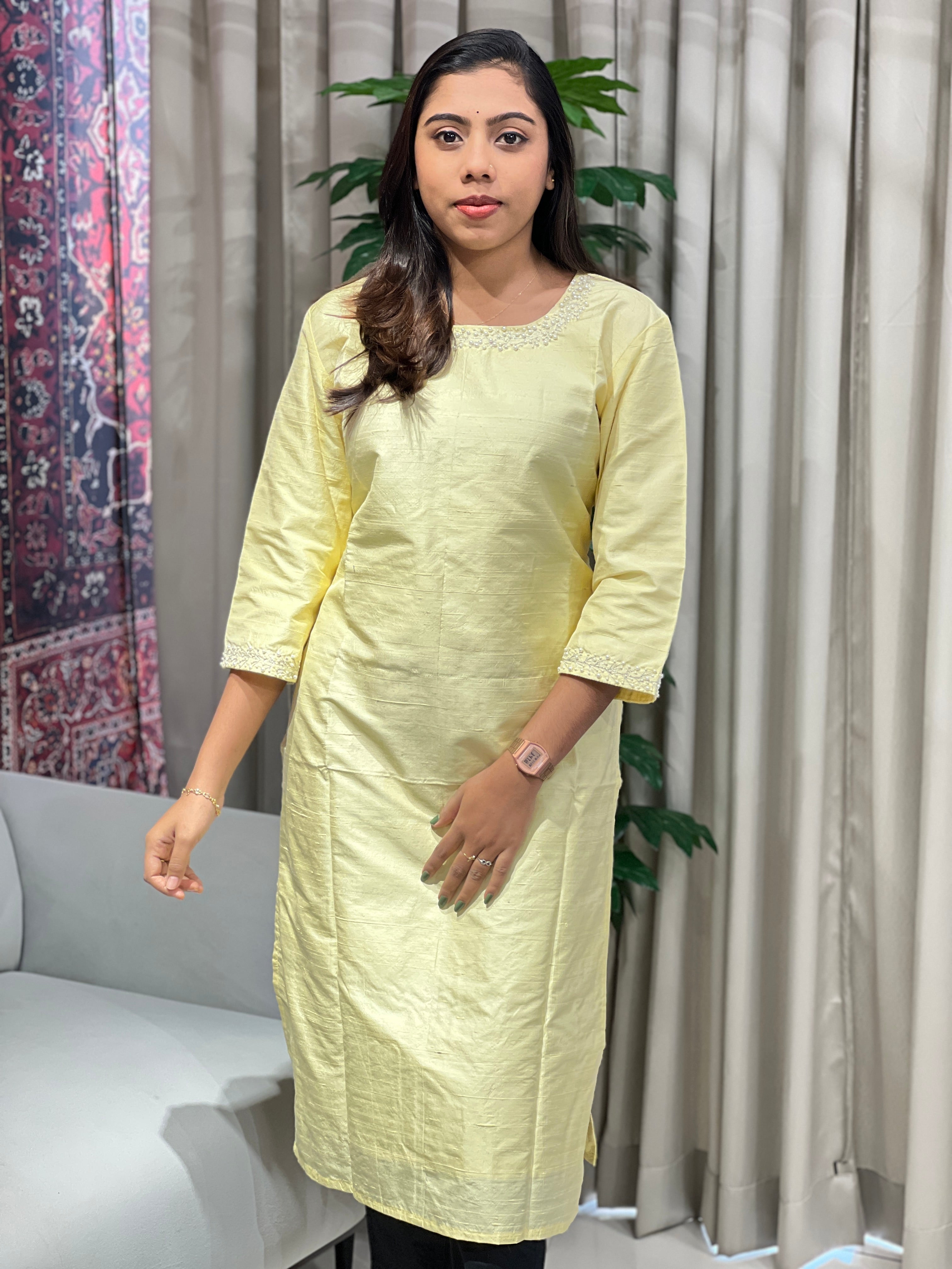 Solid Raw Cotton Kurta | DNT1049