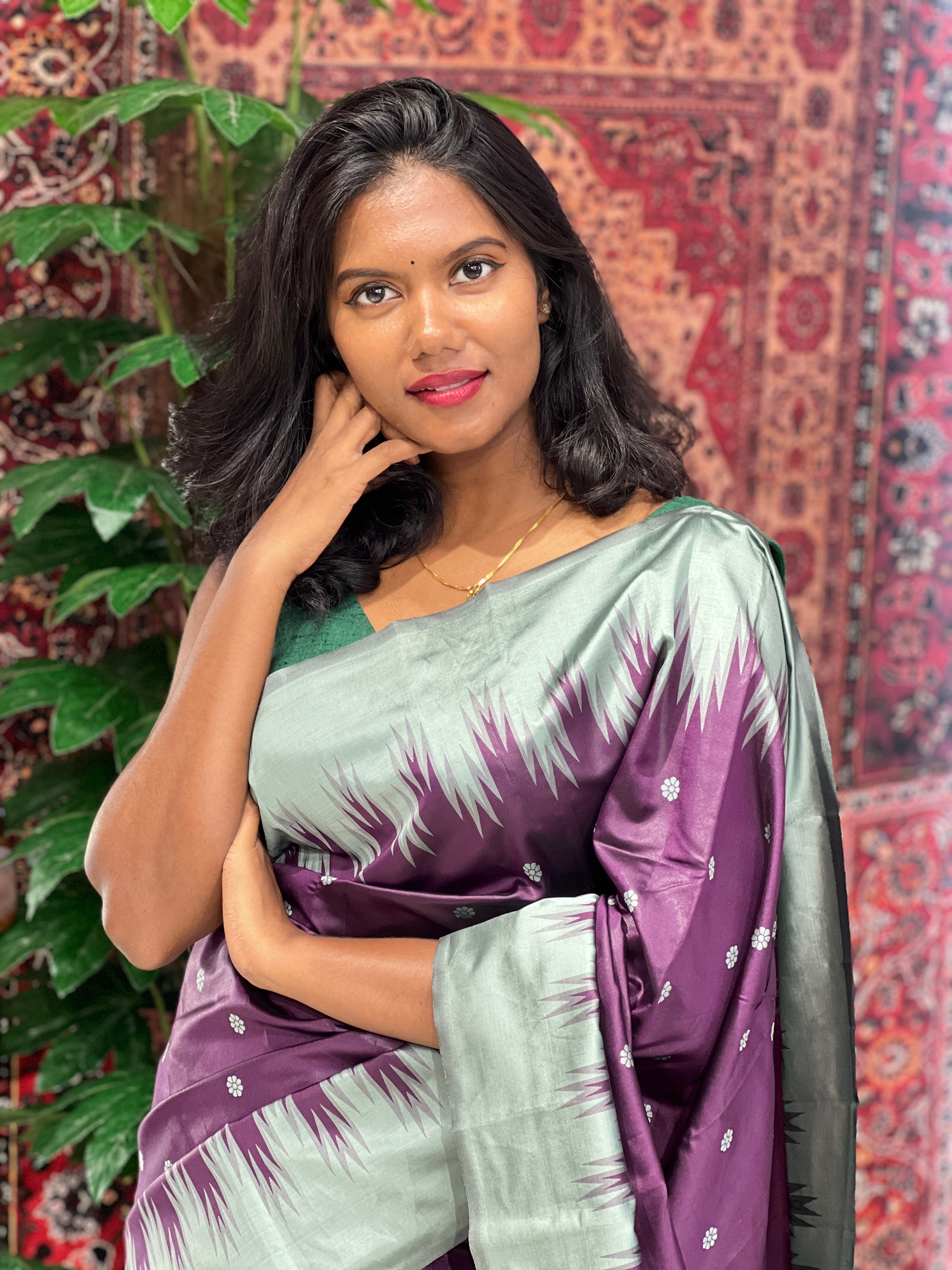 Temple Border Detailed Semi Silk Saree | GP136