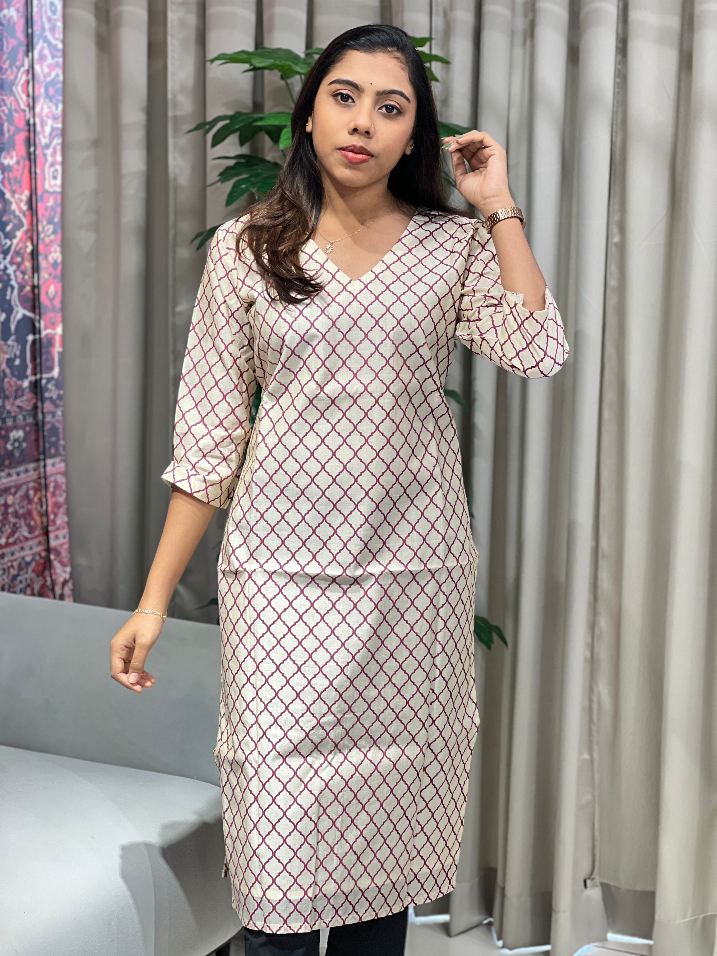 Printed Cotton Kurta | DNT1052