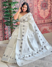 Kerala Cotton Saree With Block Print Detailing | SB234