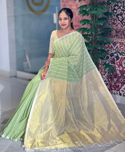 Zari Stripe Patterned Cotton Saree | PH262