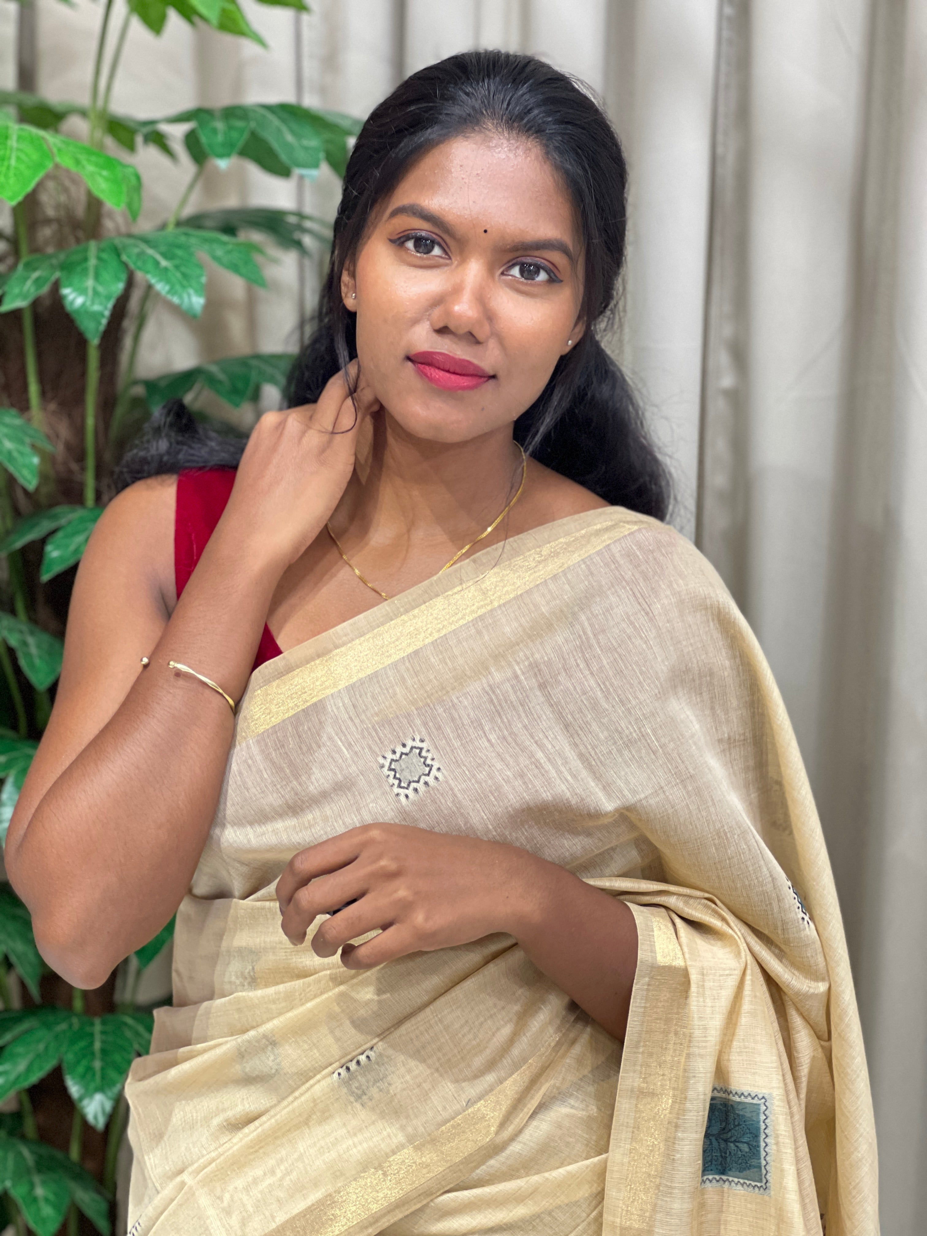 Multi-Color Geometric Detailed Chanderi Saree | AYT122