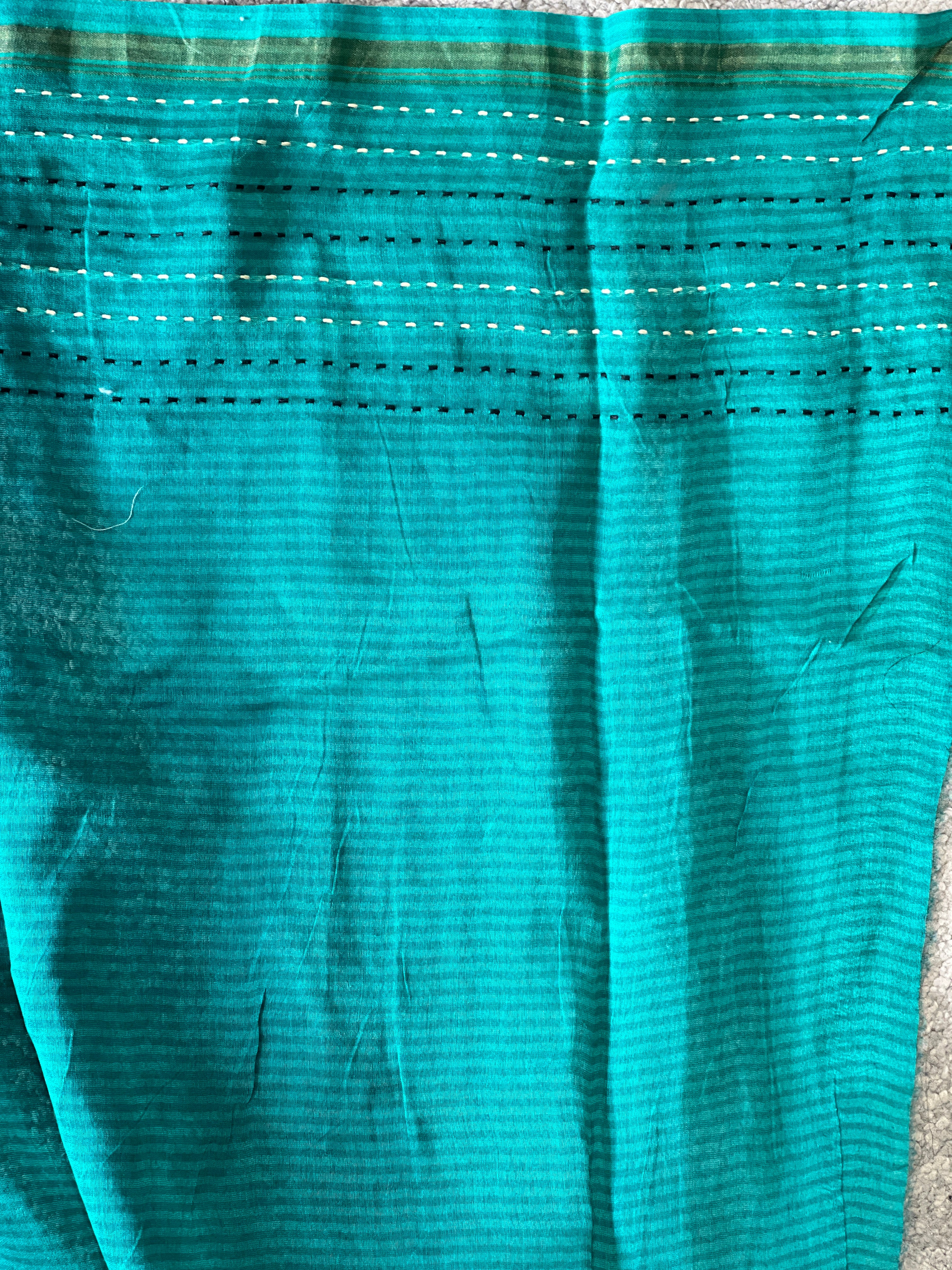 Print With Kantha Border Detailed Chanderi Silk Saree | RGD438