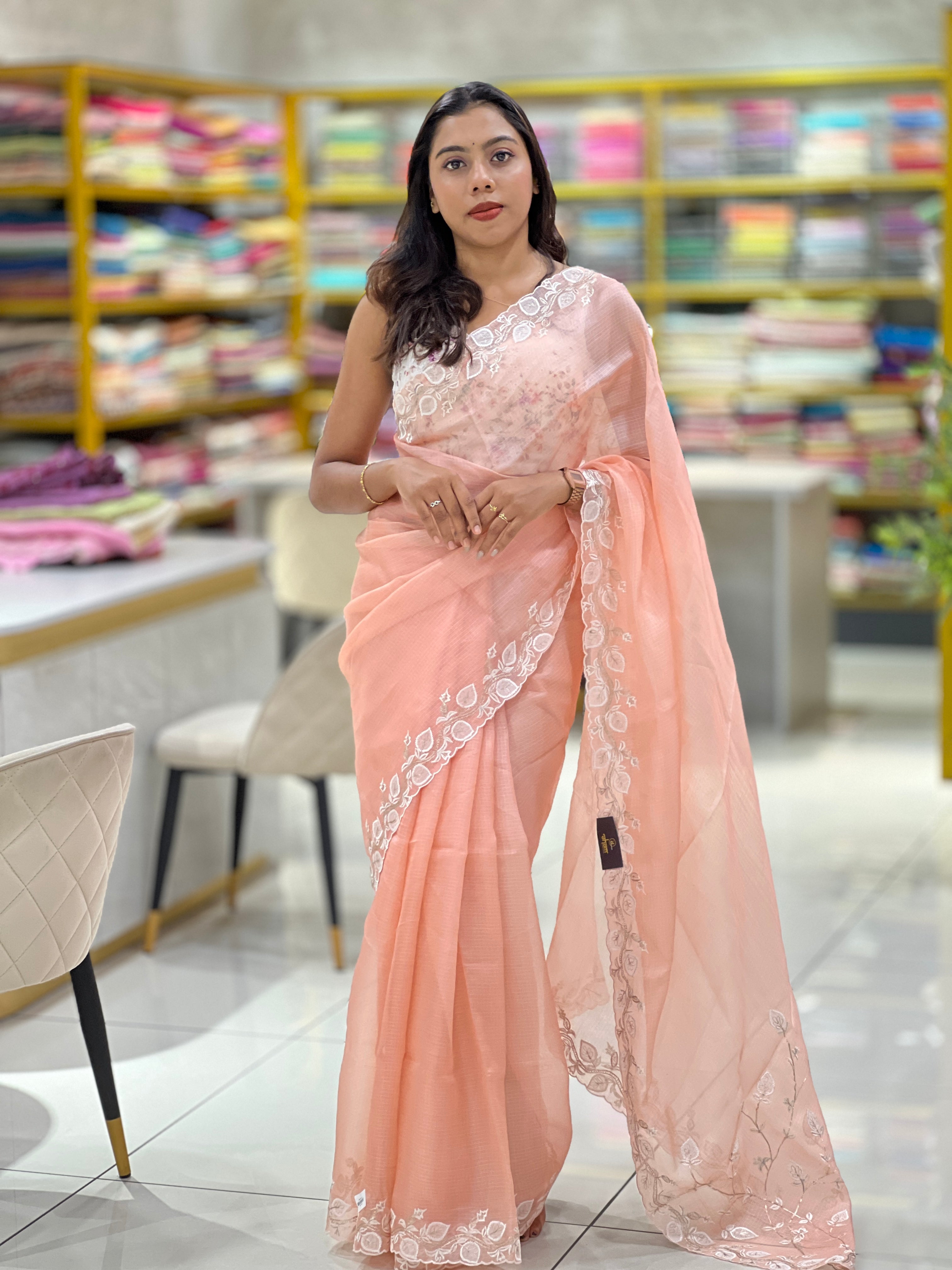 Embroidery With Applique Detailed Silky Kota Saree | SBS1366