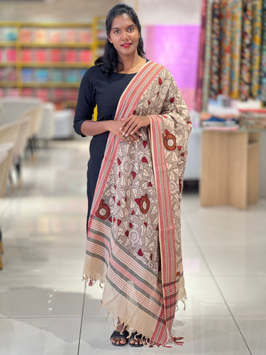 Pen Kalamkari Detailed Chanderi Dupatta | DE208