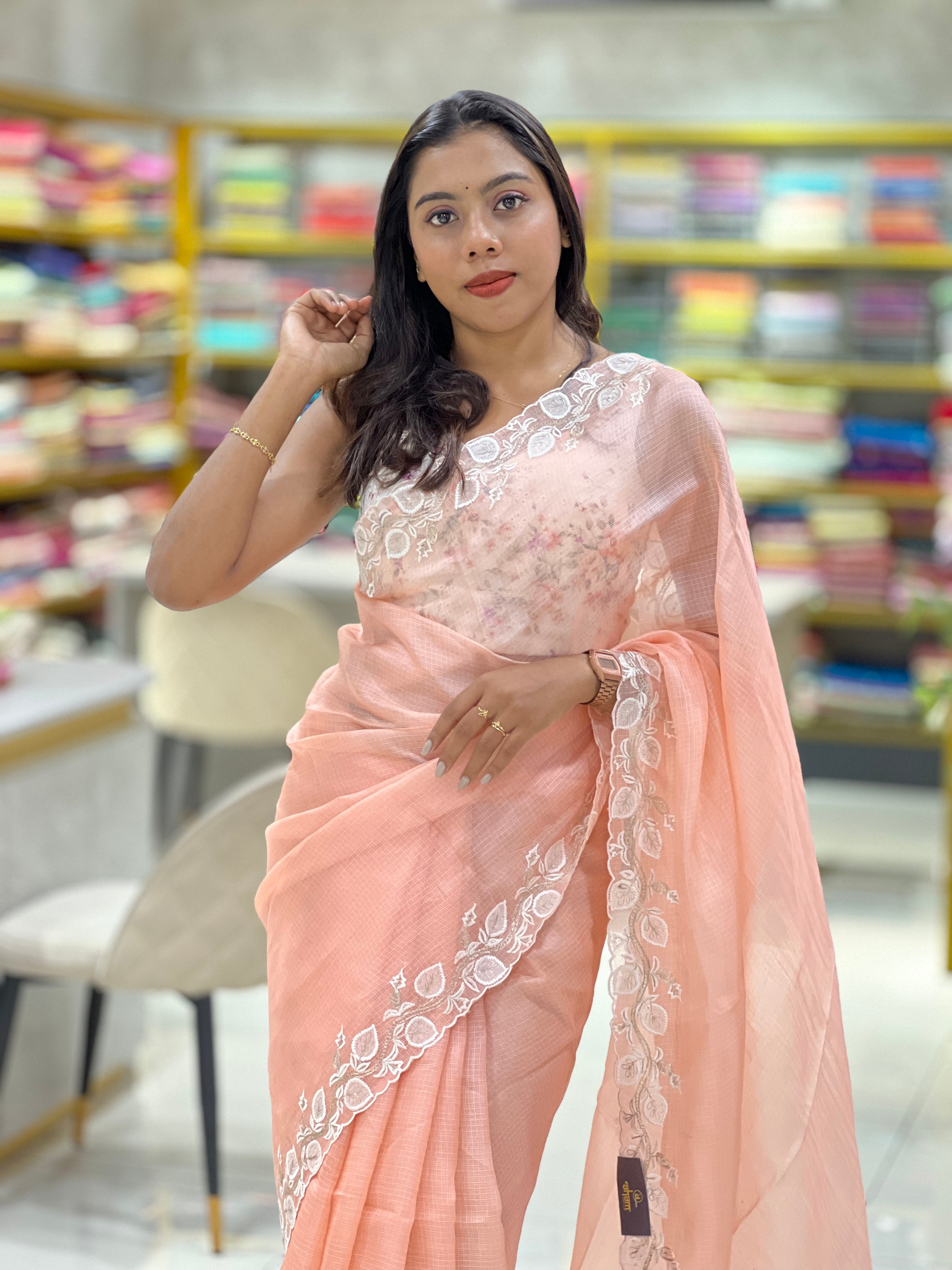 Embroidery With Applique Detailed Silky Kota Saree | SBS1366