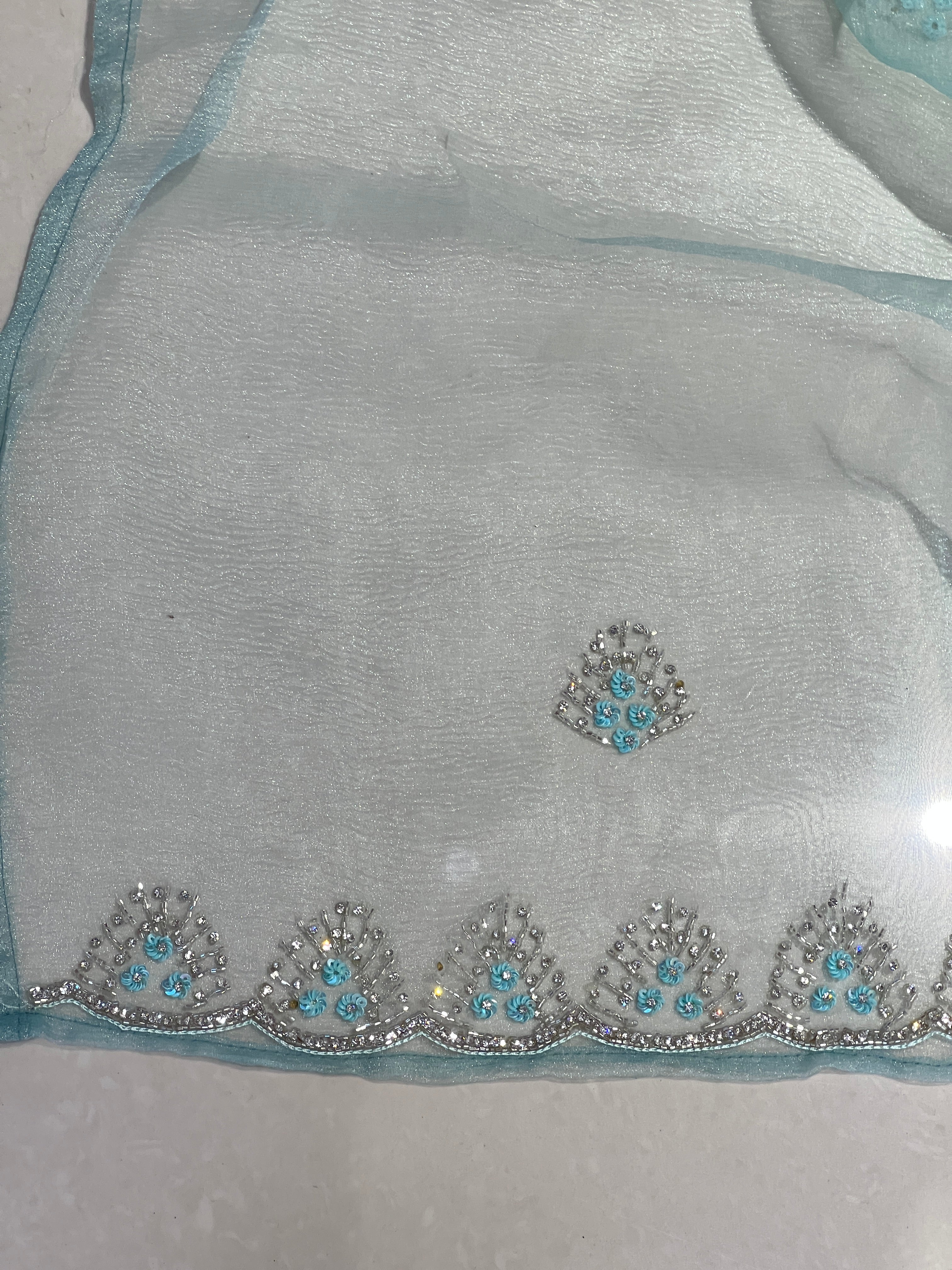 Party Wear Crushed Organza Saree | SBP1009