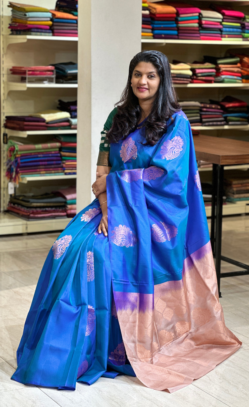 Paisley Patterned Soft Silk Saree | PRS168