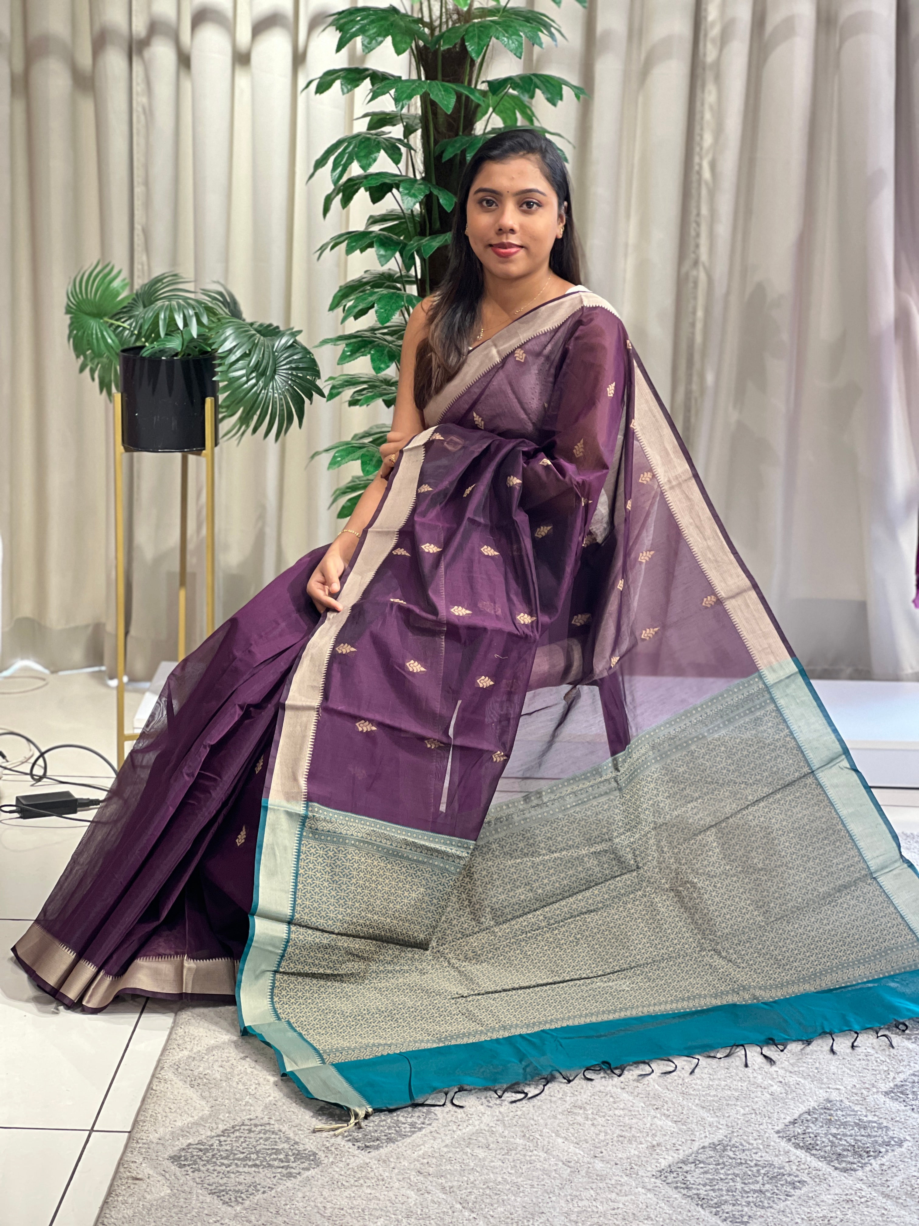 Thread Woven Buta Pattern Cotton Silk Saree | RAT116