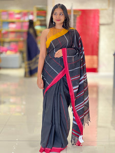 Stripe Weaving Patterned Cotton Saree (Without Blouse) | RP680