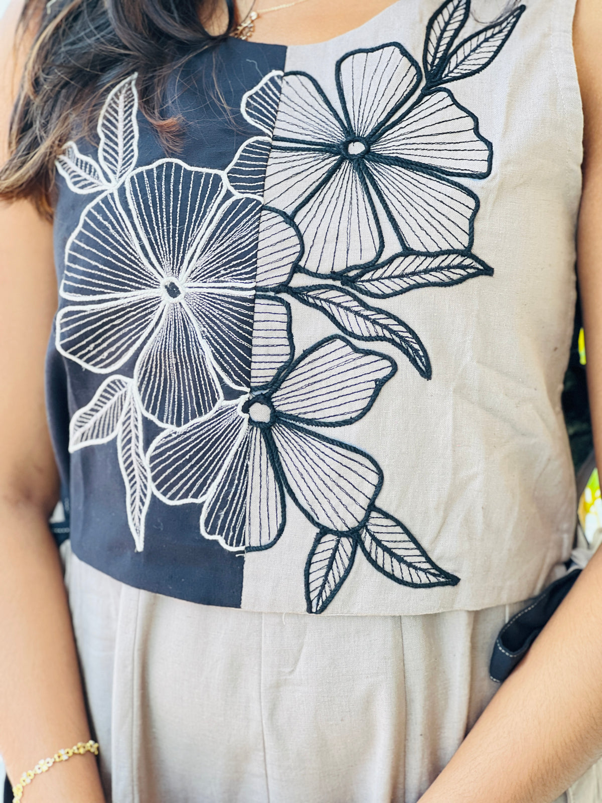 A-Line Dress With Floral Embroidered Jacket | NCF359
