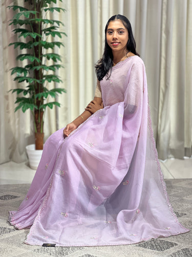Beads & Sequence Detailed Crushed Shimmer Organza Saree | SBP788