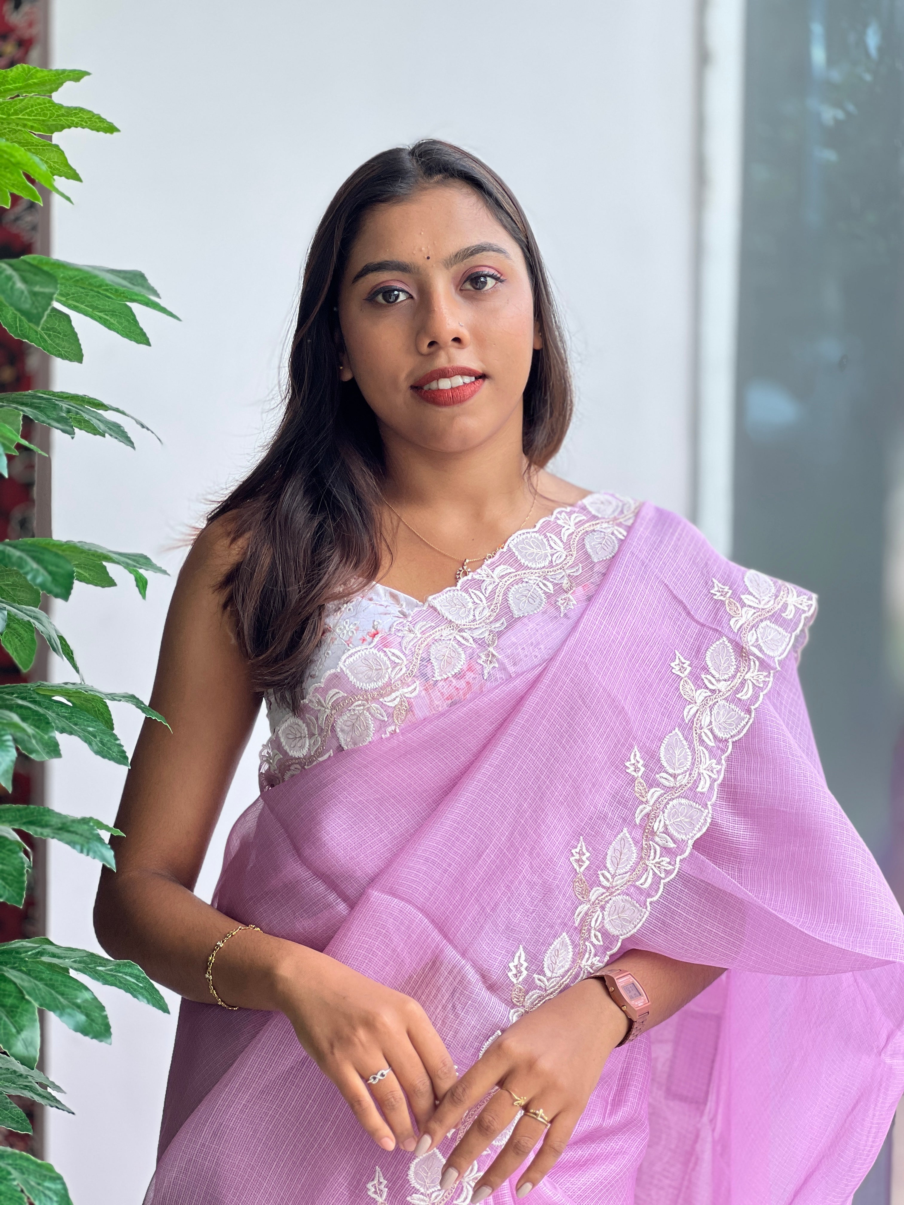 Embroidery With Applique Detailed Silky Kota Saree | SBS1365